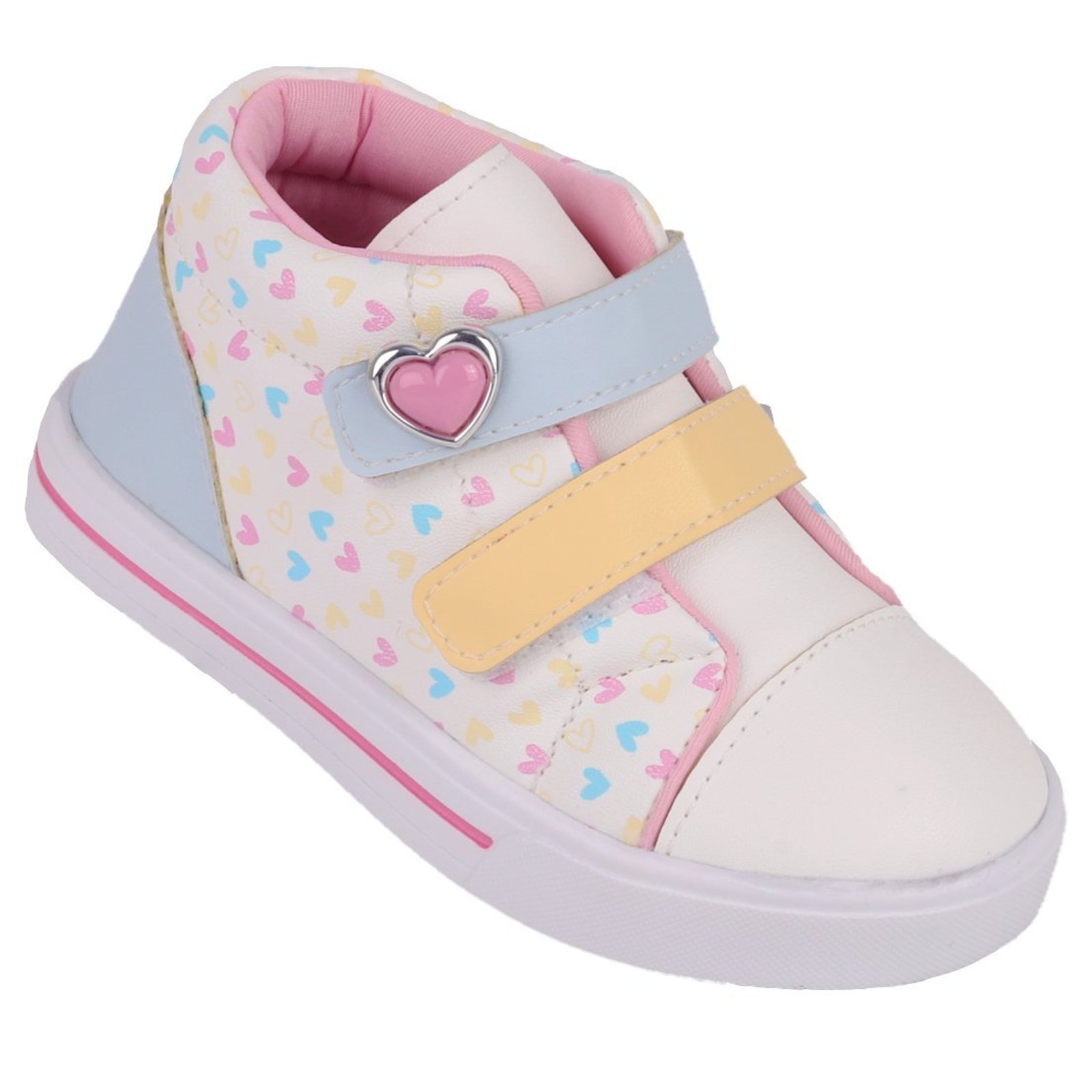Infantil - Tênis Menina Cano Médio Coração FanClub - Branco/Multicolor