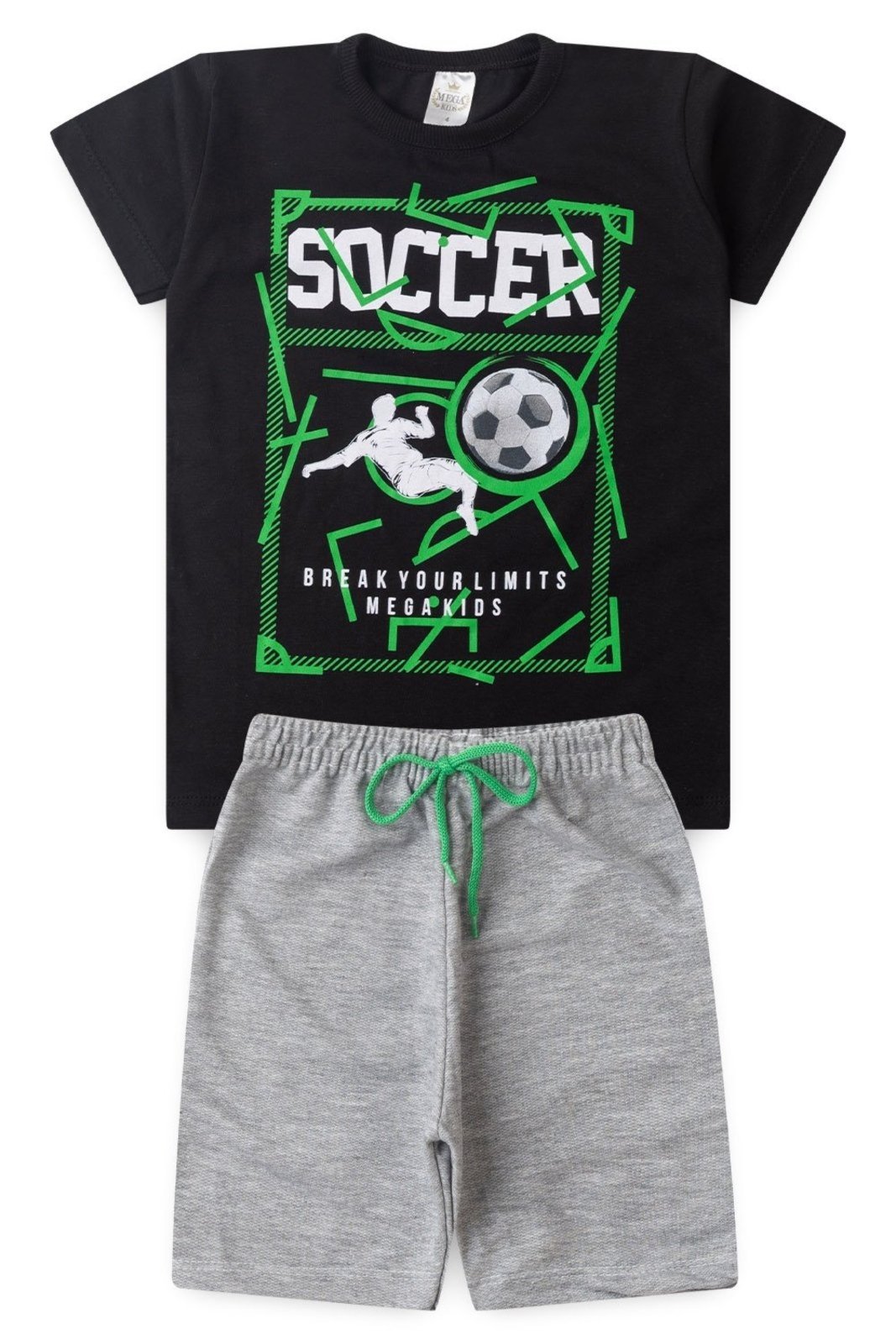 Vista 2 Infantil - Conjunto Verão Masculino Soccer - Preto Mega Kids unico Mega Kids unico