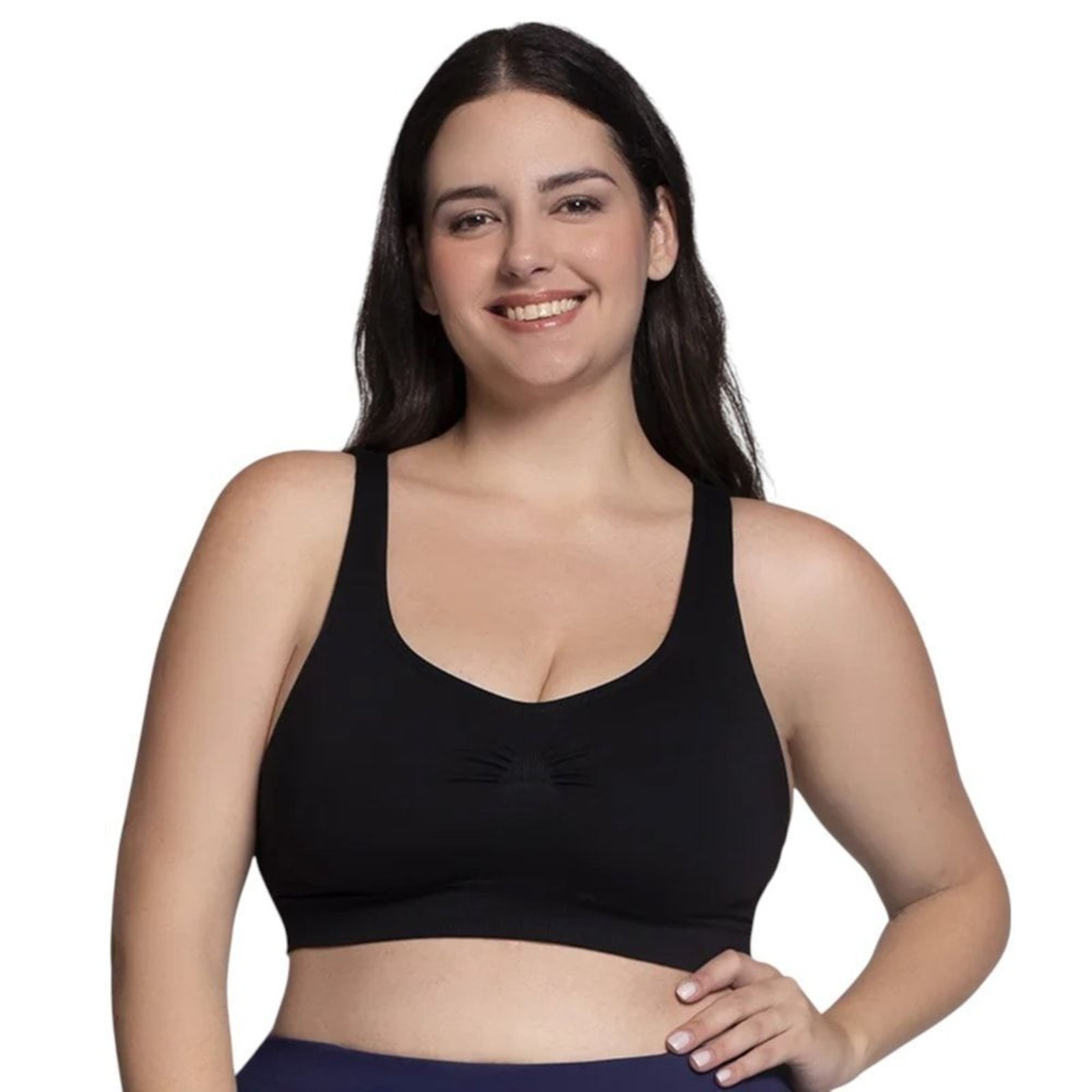Top Selene Nadador Sem Costura Plus Size Feminino – Preto – selene