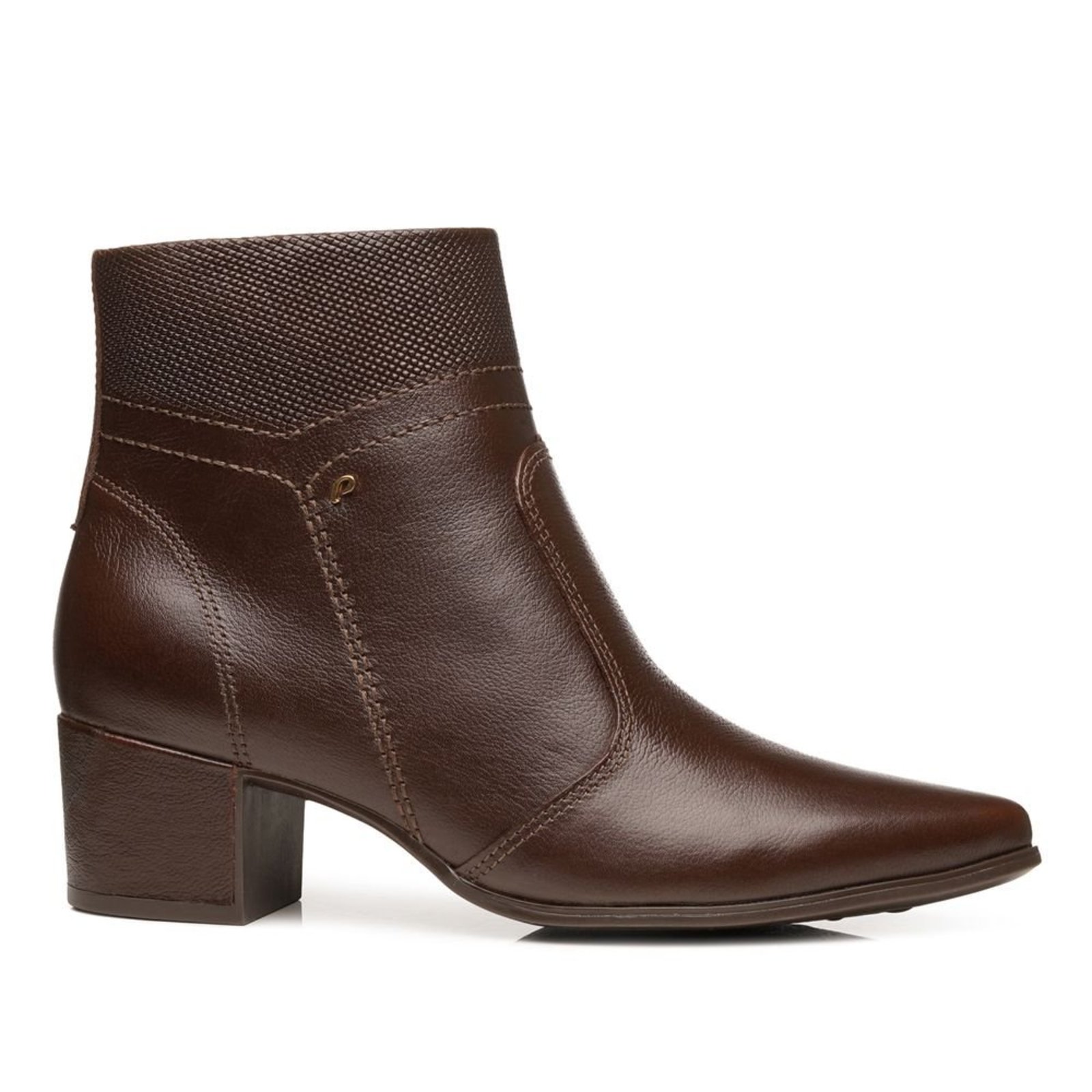 Bota Pegada Feminina em Couro Pinhão Cano Curto 280906-04 Bota Pegada Feminino em Couro Pinhao 280906-04 35