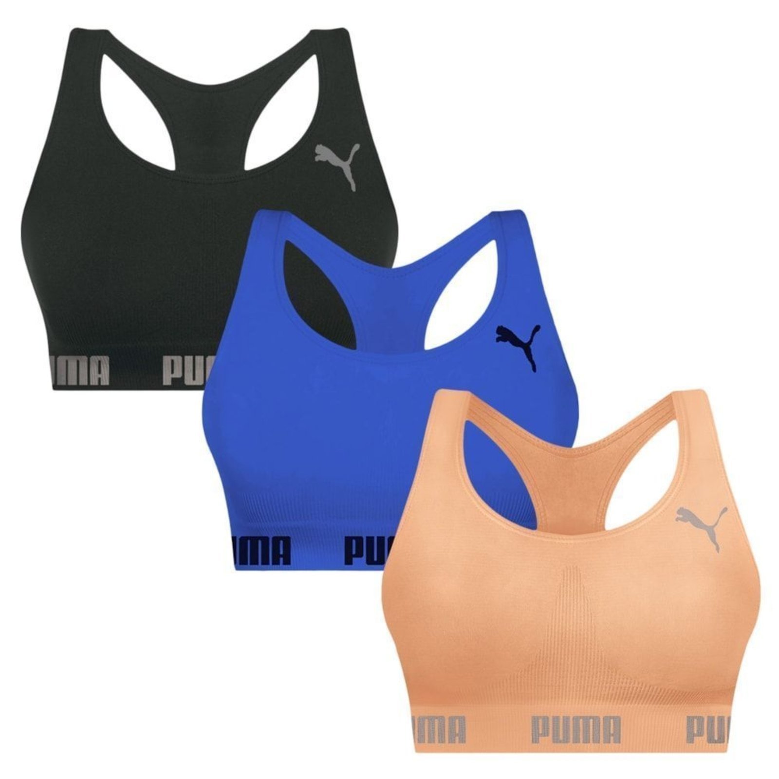 Kit 3 Tops Puma Nadador Sem Costura Feminino – Azul – puma