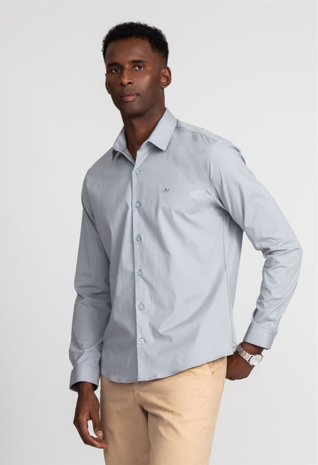Camisa Manga Longa Docthos Slim Tricoline C/ Elastano Liso Camisa Manga Longa Docthos Slim Tricoline C/ Elastano Liso 003 Preto Pp