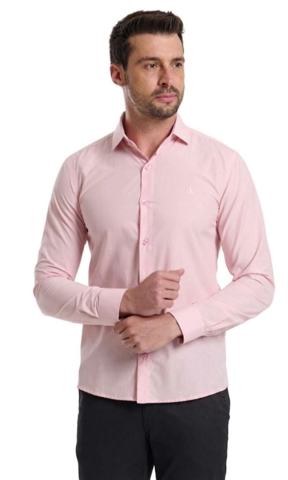 Camisa Social Amil Slim Shuri Algodão/Poliéster Macia Fácil de Passar Manga Longa Luxo