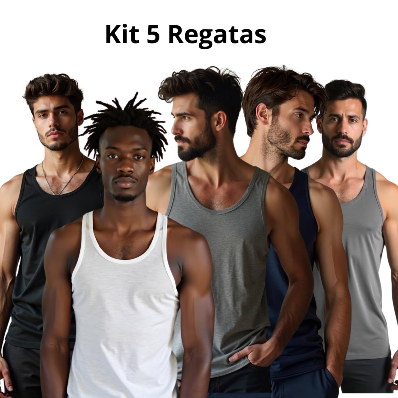 Kit 5 Regatas Masculinas Th6 100% Algodão Premium Lisas Casuais
