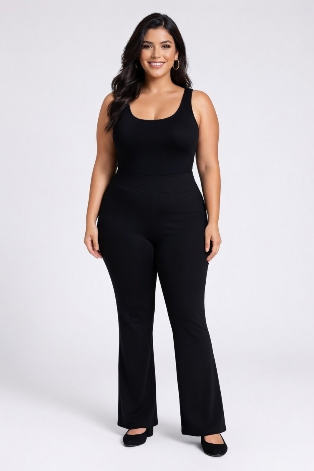 Calça Flare Bailarina D Bell Outlet Fashion Plus Size Preta