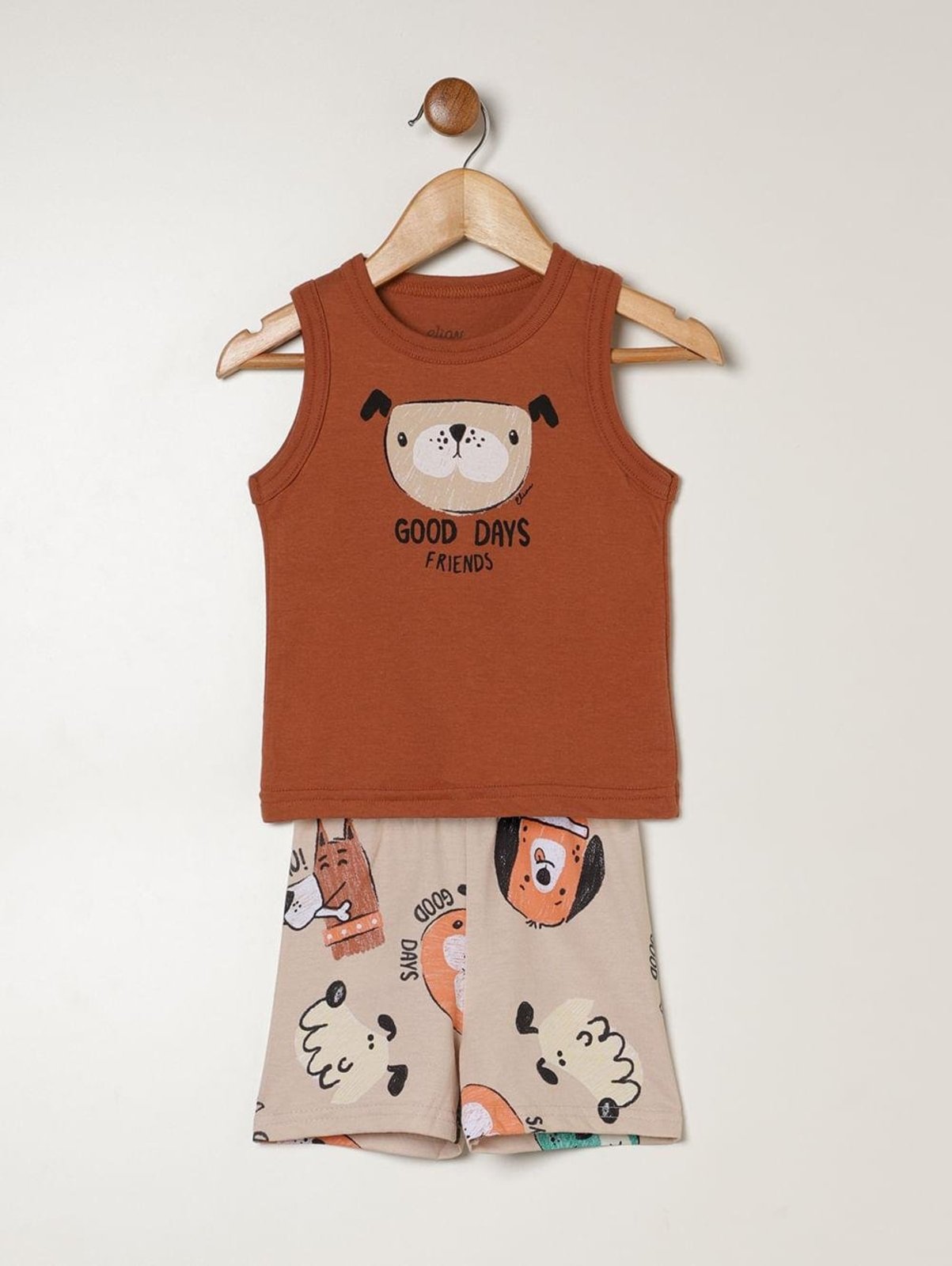 Infantil - Conjunto Curto Para - MARROM