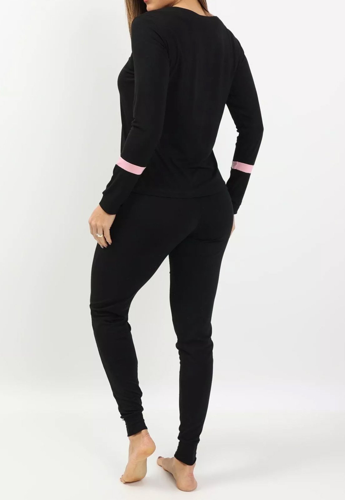 Vista 3 Pijama Maria Paes e Rosa preto/rosa rosa Maria Paes preto/rosa rosa