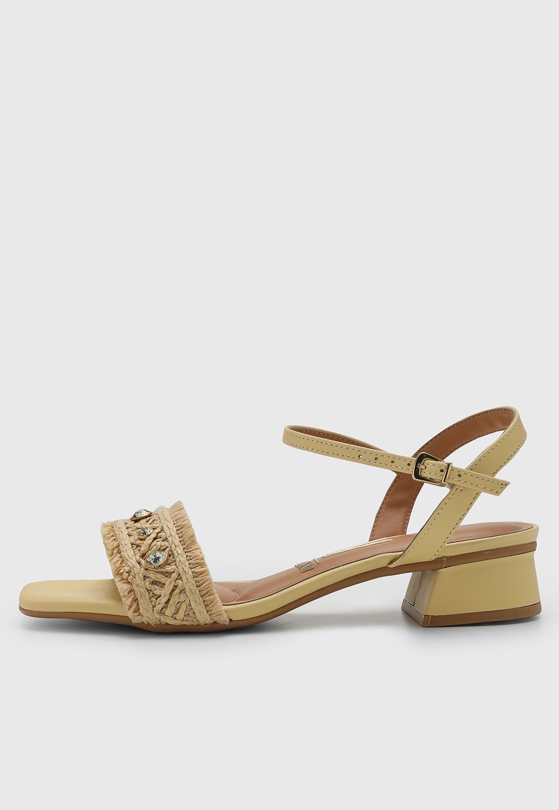Vista 2 Sandália Feminina Vizzano Salto Bloco Palha Trançada Amarela amarelo VIZZANO amarelo