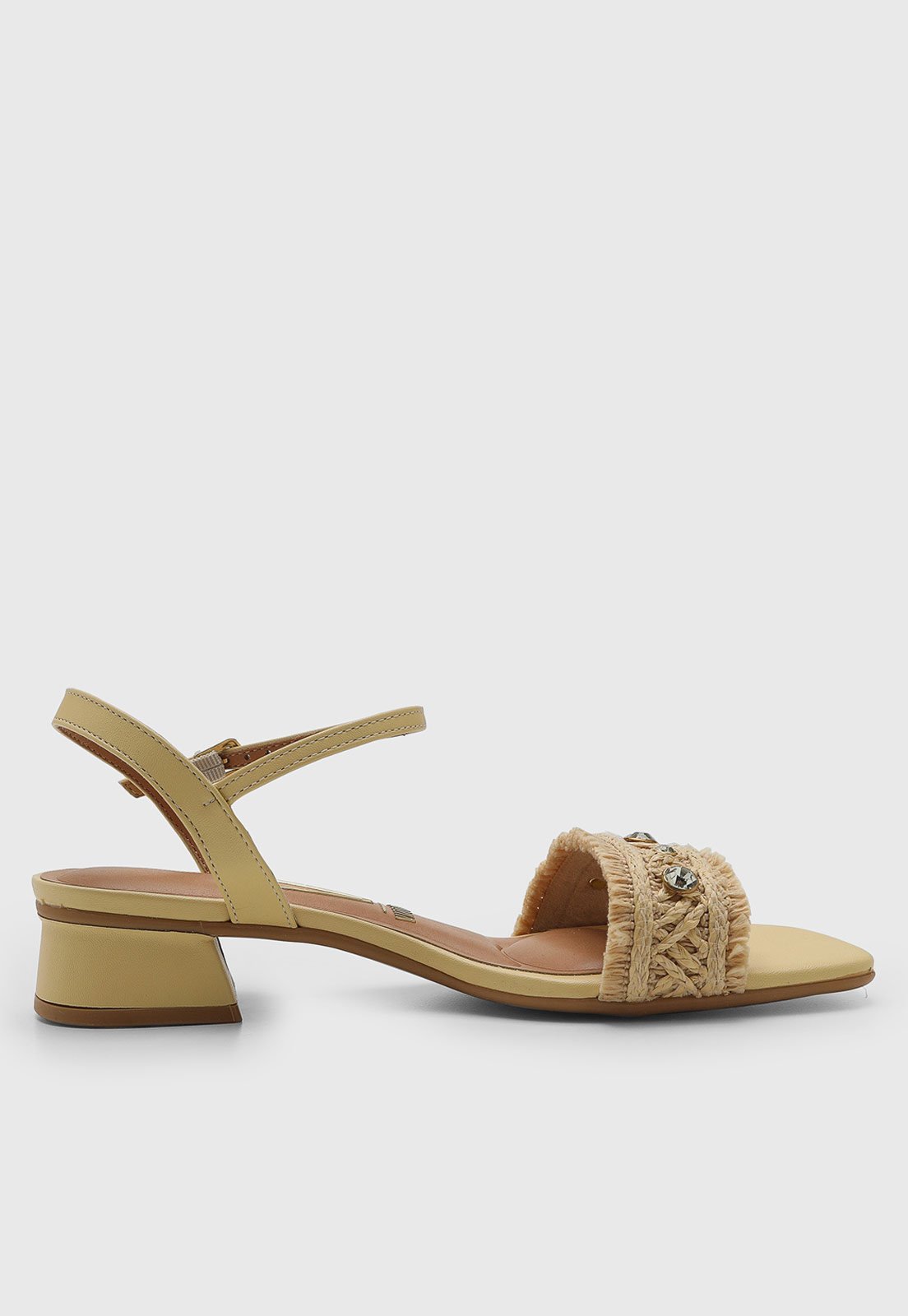 Vista 3 Sandália Feminina Vizzano Salto Bloco Palha Trançada Amarela amarelo VIZZANO amarelo