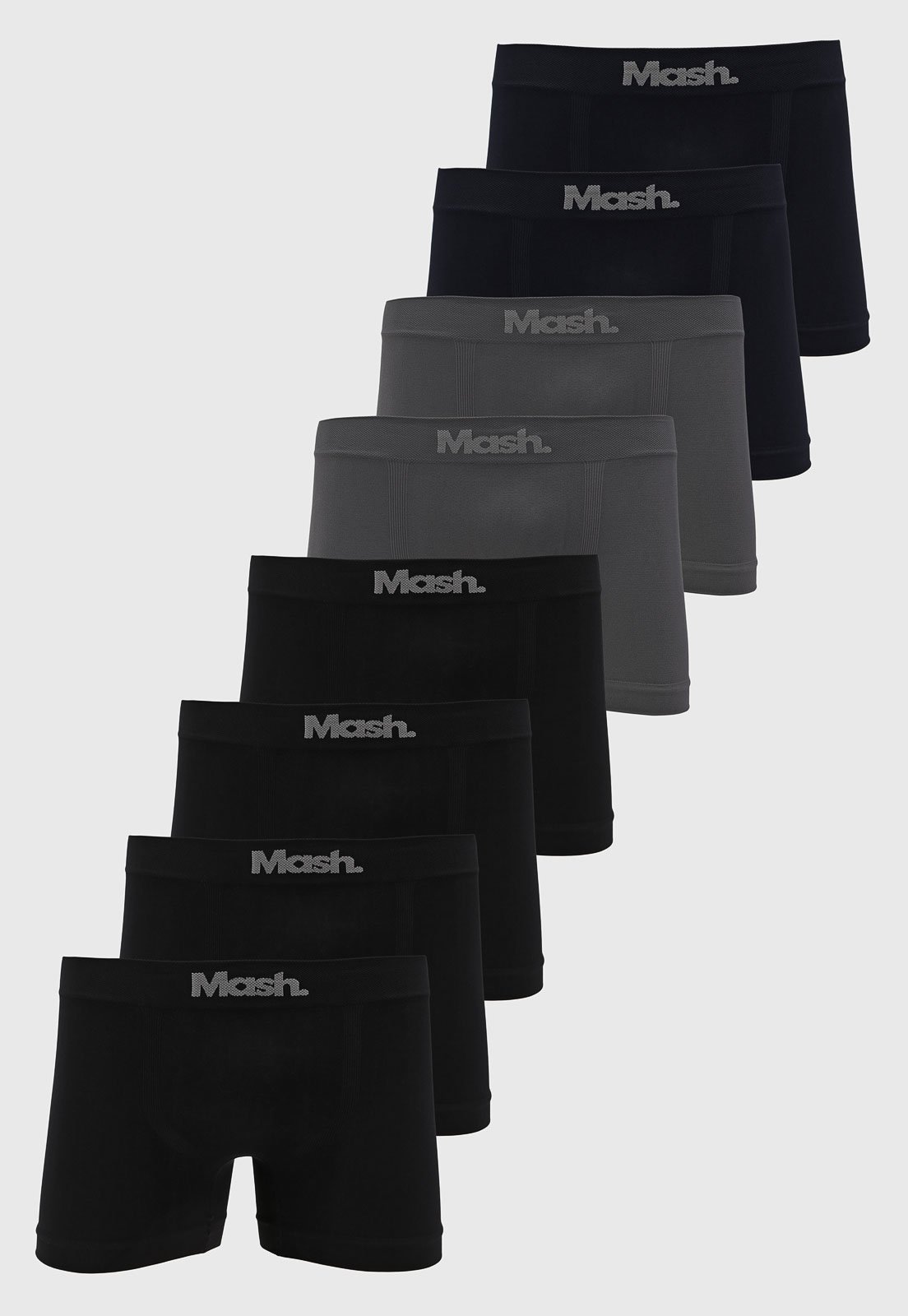 Kit 8pçs Cueca MASH Boxer Sem Costura Preta