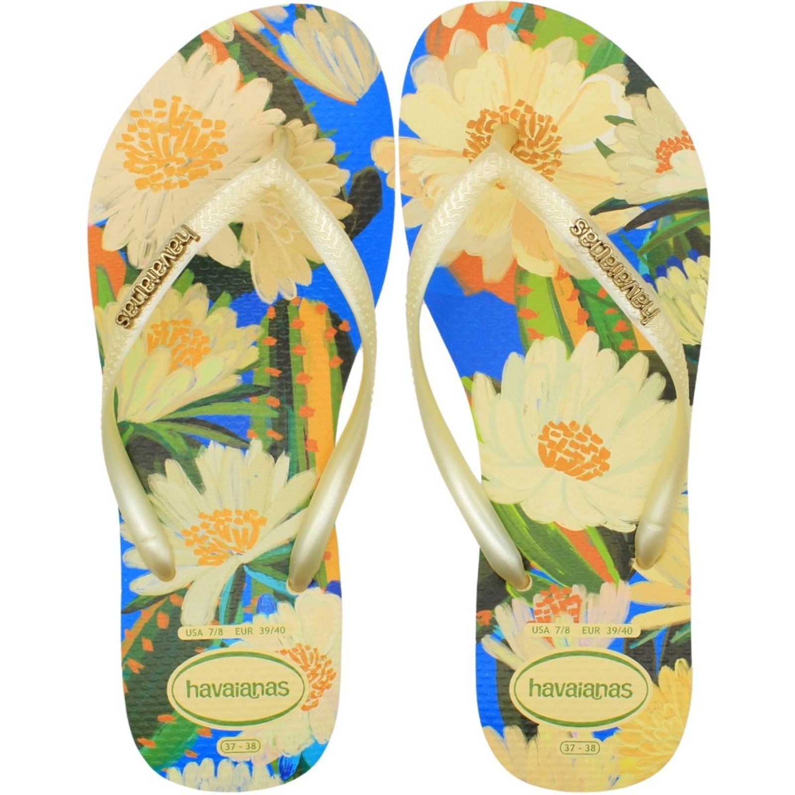 Chinelo De Dedo Havaianas Slim Tiras Finas Tropical Feminino