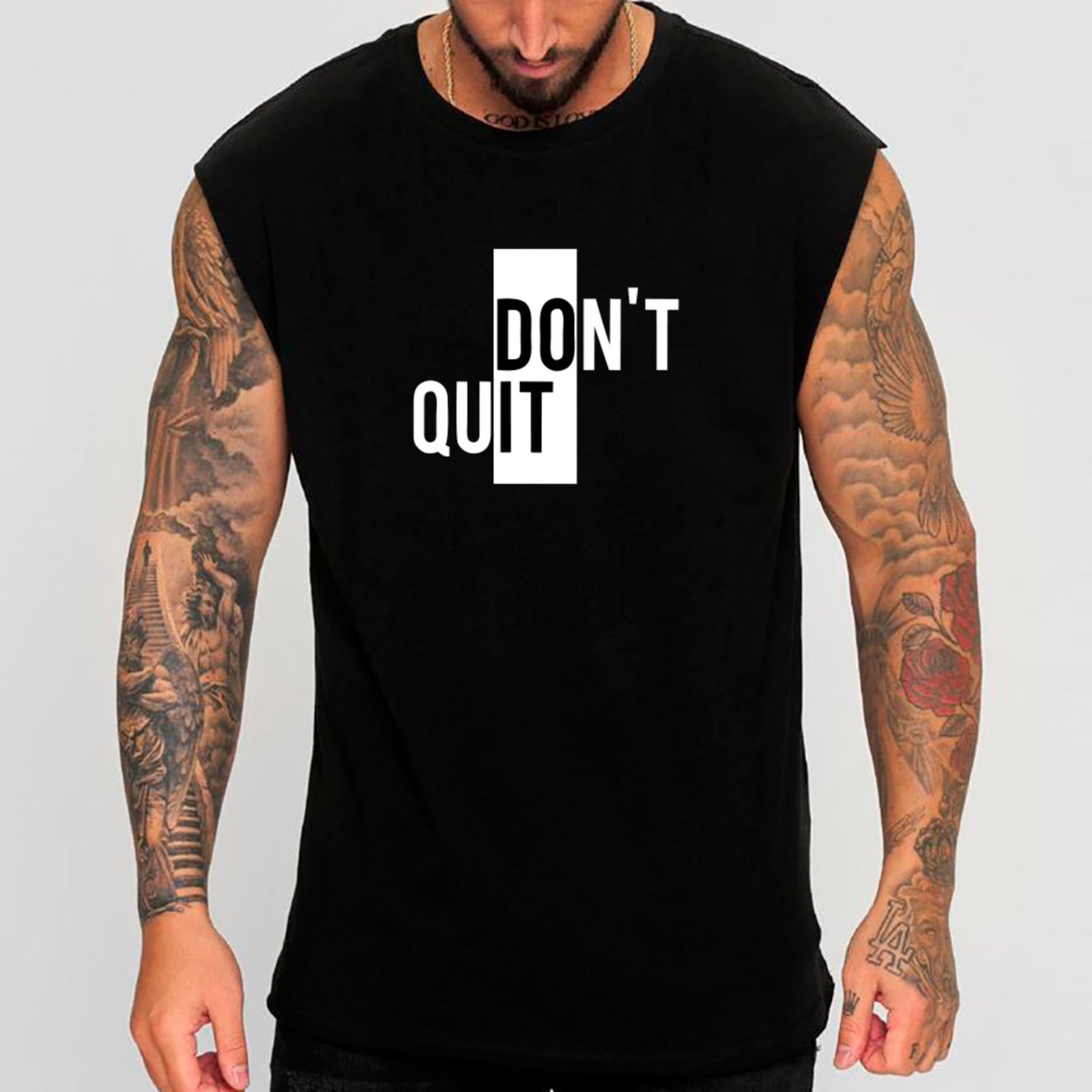 Camiseta Regata Machão Ousy Dont Quit Oversized Masculina Preto