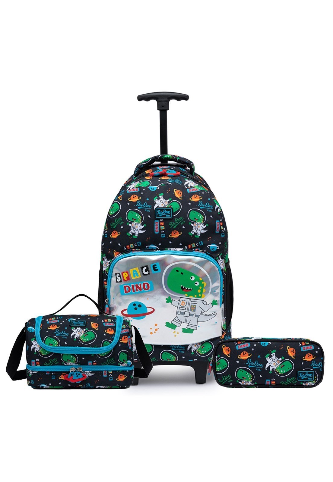 Infantil - Kit Mochila Polo One Escolar Menino Dinossauro Lancheira Térmica Estojo