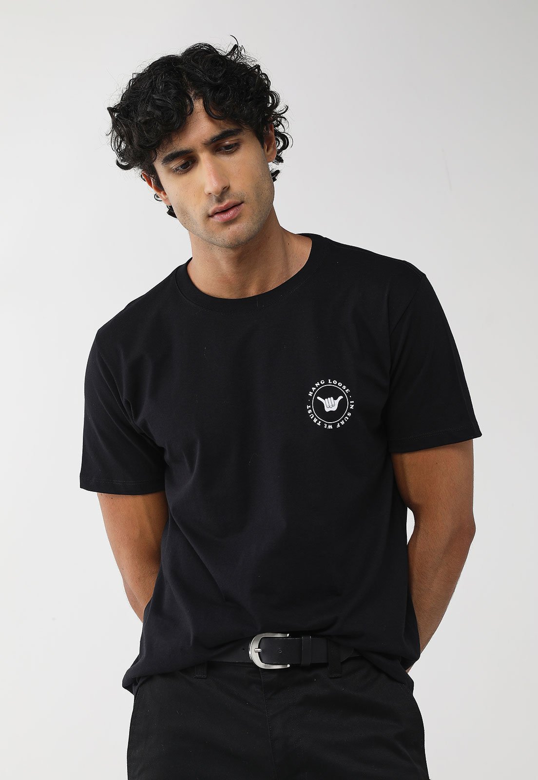 Camiseta Masculina Hang Loose Silk MC Round Preta