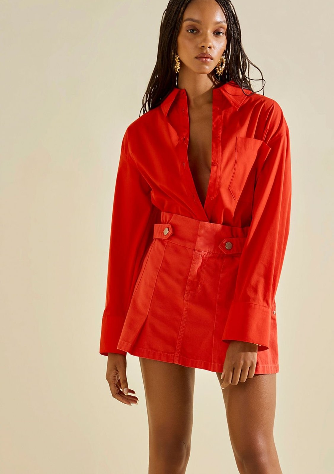 Camisa Morena Rosa Ajustada Gola Tradicional Manga Longa Padrão Estampado