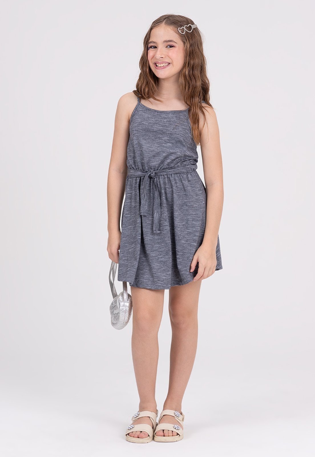 Infantil - Vestido Alcinha Laço Chumbo