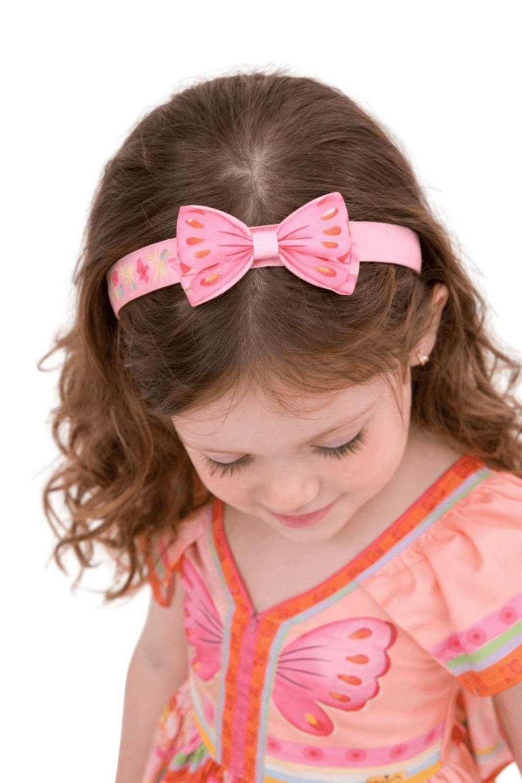 Infantil - Arco Menina Borbolistras Alphabeto Laranja e Rosa Laranja