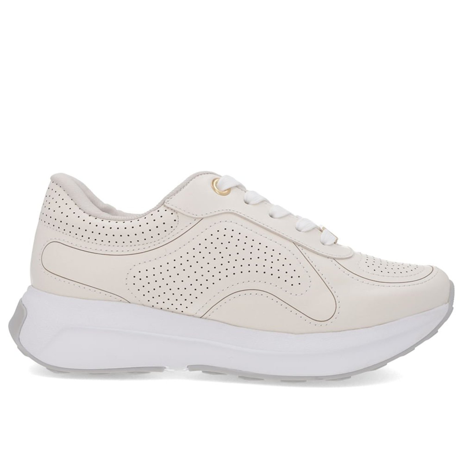 Tênis Casual Couro Branco Marfim