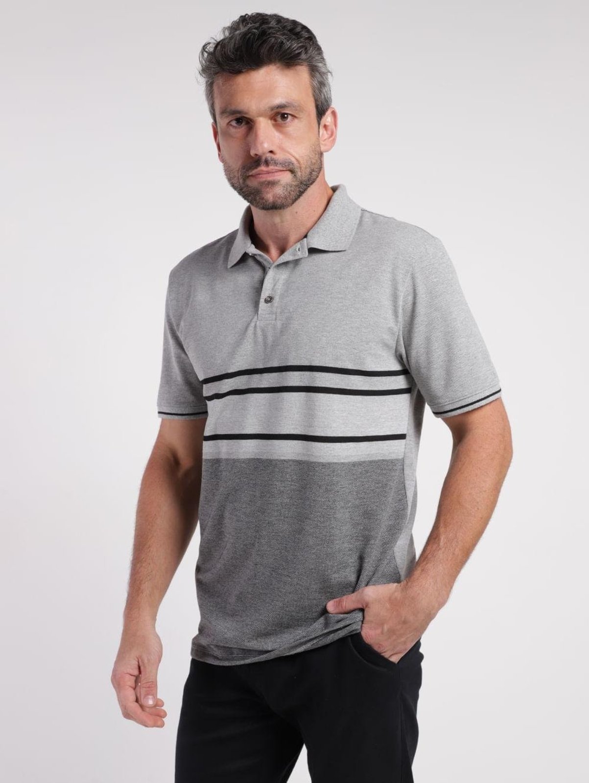 Polo Manga Curta Masculina CINZA