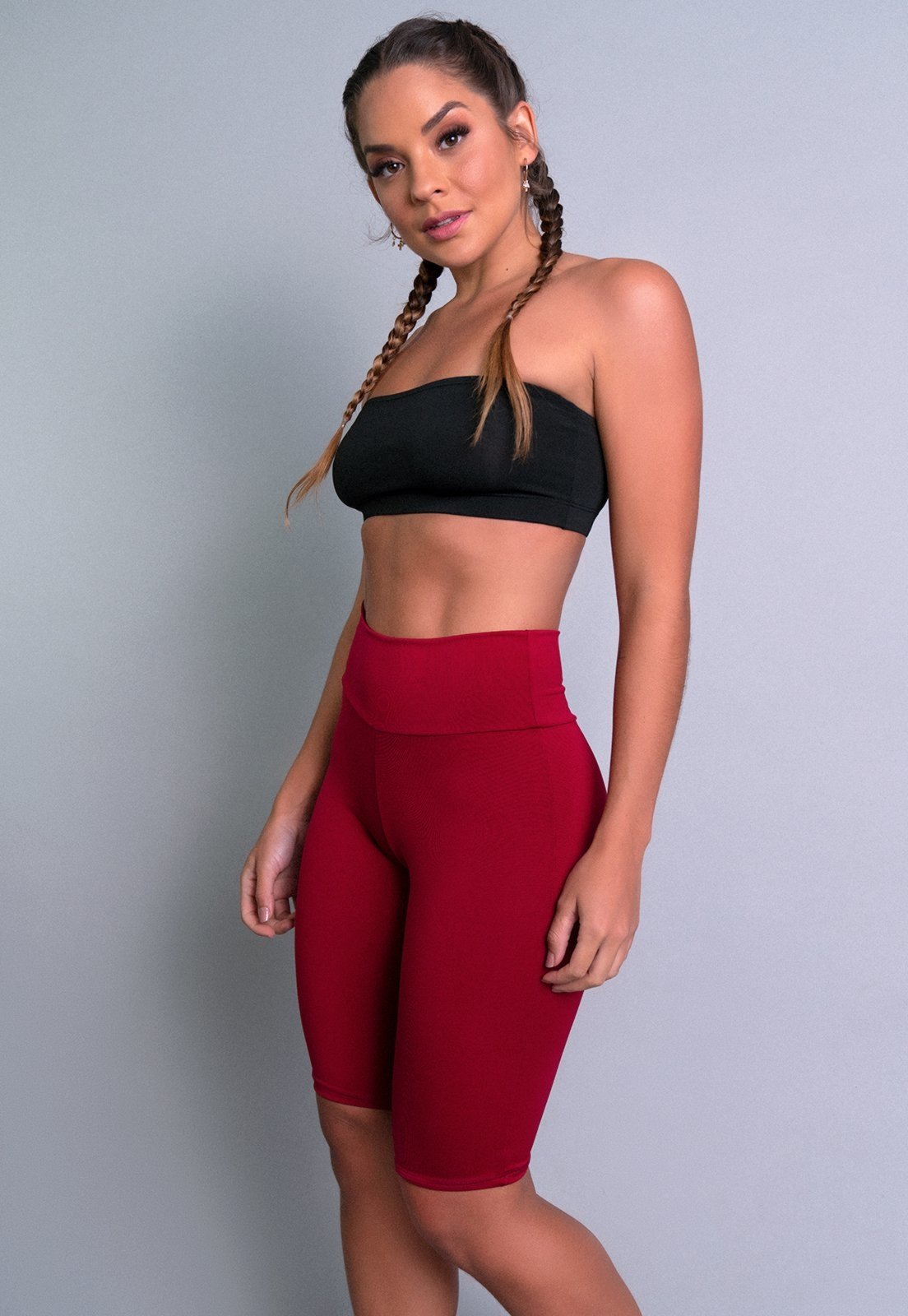 Bermuda MVB Modas Ciclista Fitness Suplex Lisa Vinho