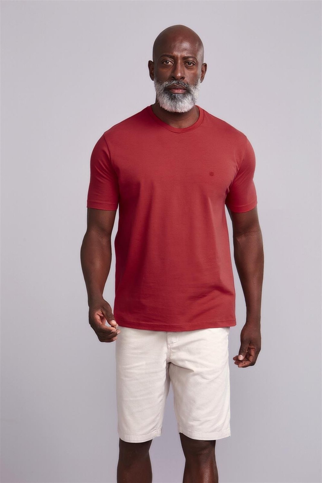 HIGHSTIL Camiseta Manga Curta Malha Básica Slim Fit – Vermelho
