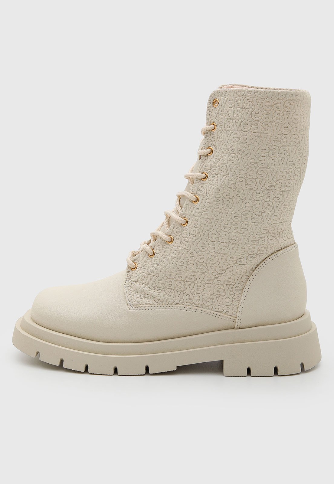 Bota Coturno Feminina Lança Perfume Cano Médio Easy Bege