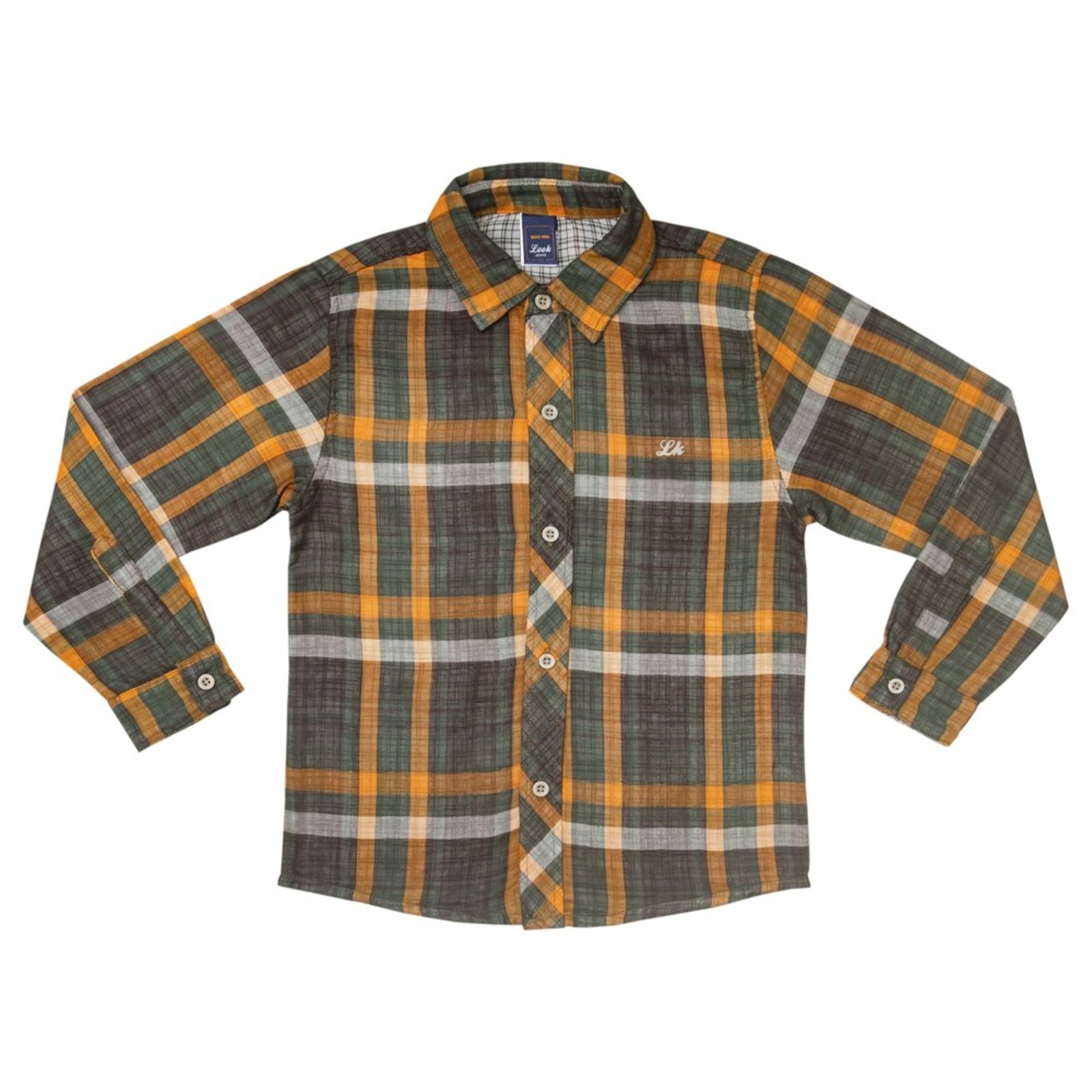 Infantil - Camisa Juvenil Look Jeans Leve Xadrez Collor