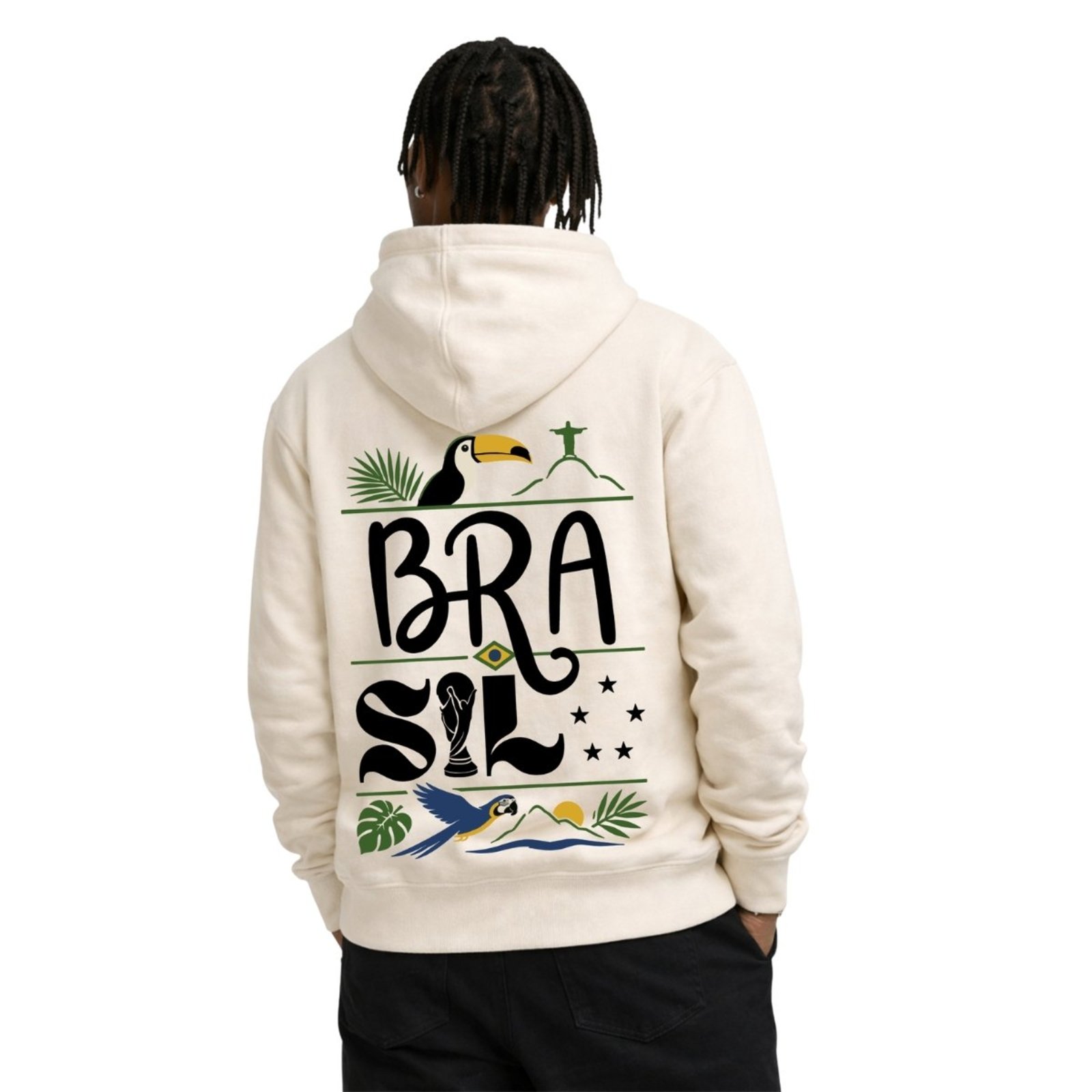 Blusa de Moletom Masculino Off White Brasil Arara Explosão Tropical Casaco Com Capuz Estilo Streetwear
