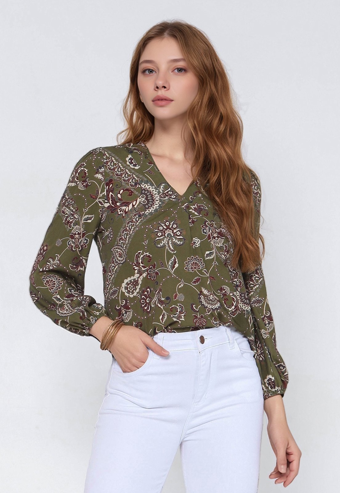 Blusa Intens Manga Longa Viscose Verde