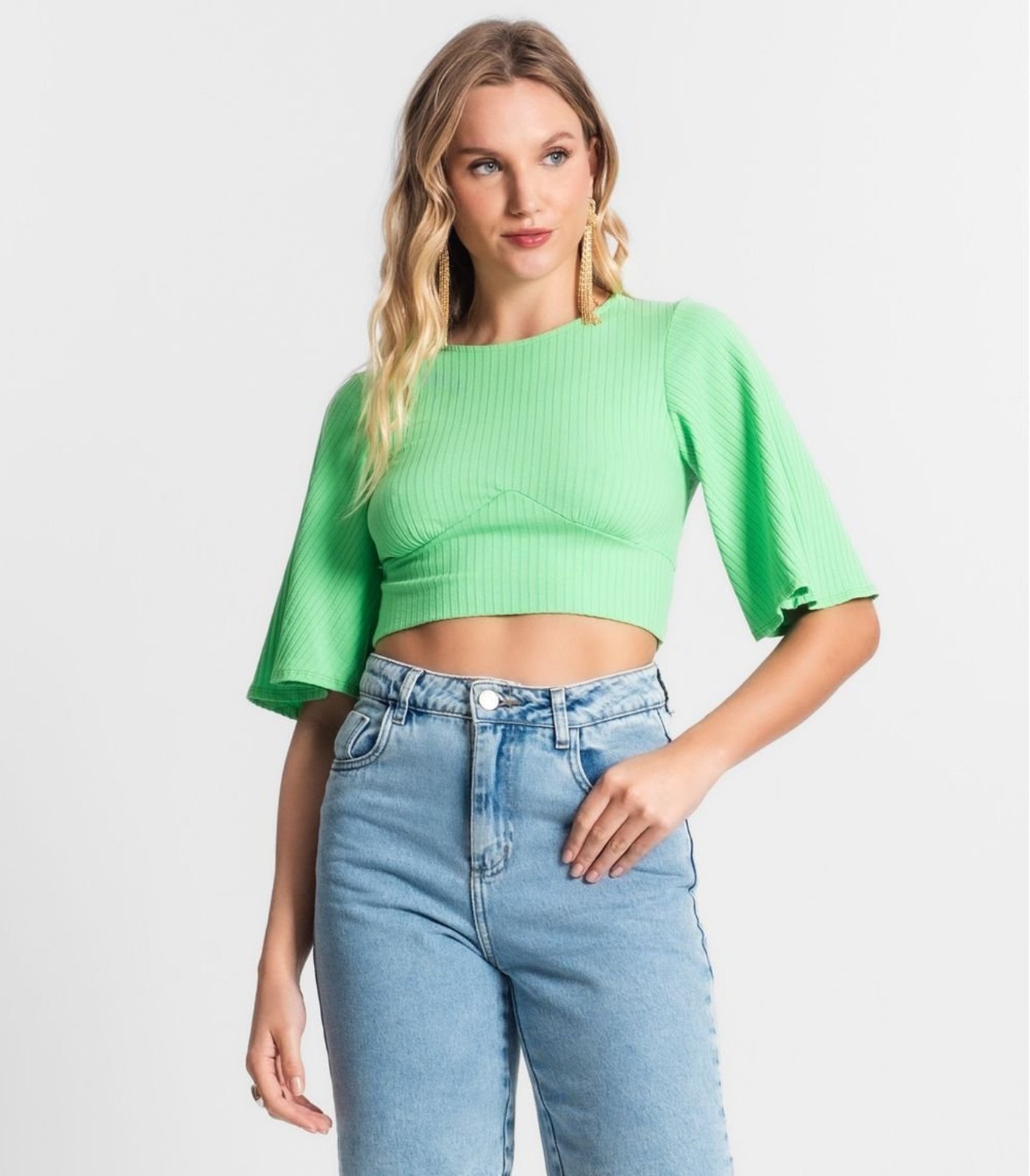 Blusa De Ribana Canelada Feminina Endless Verde