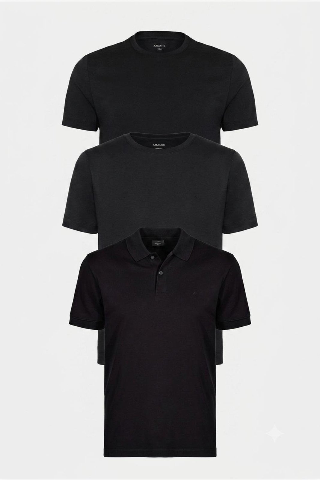 Kit Aramis Pima Premium (Polo Pima Preto + 2 Camisetas)