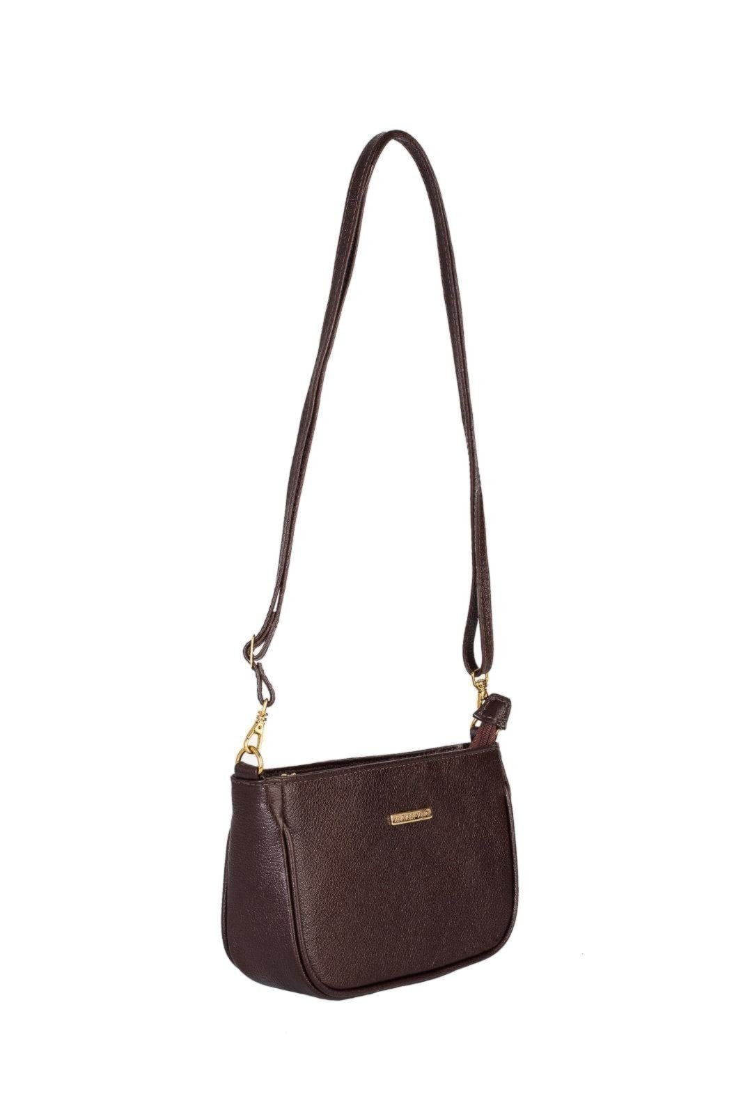 Vista 3 Bolsa tiracolo pequena de couro liso Iria - Café Andrea Vinci vermelho Andrea Vinci vermelho