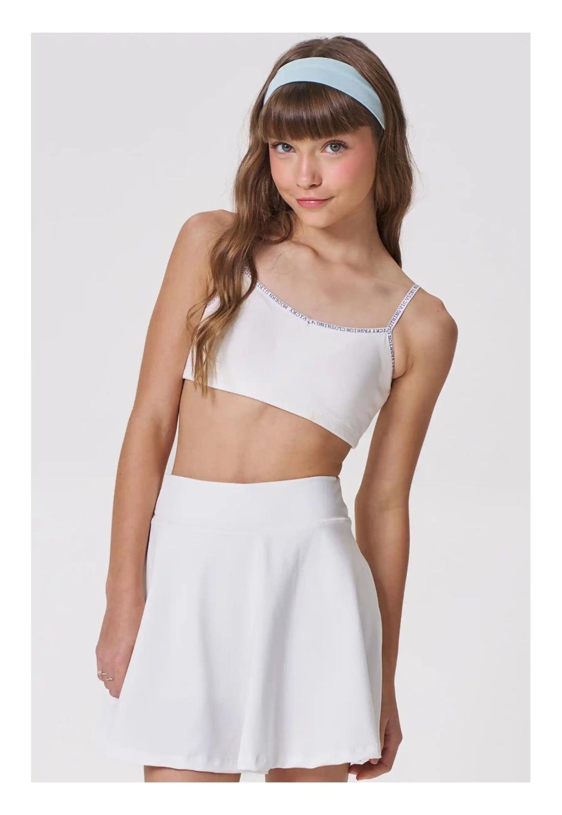 Infantil - Top Off White Alça Fina Prateada Vic Vicky 10 Off-white