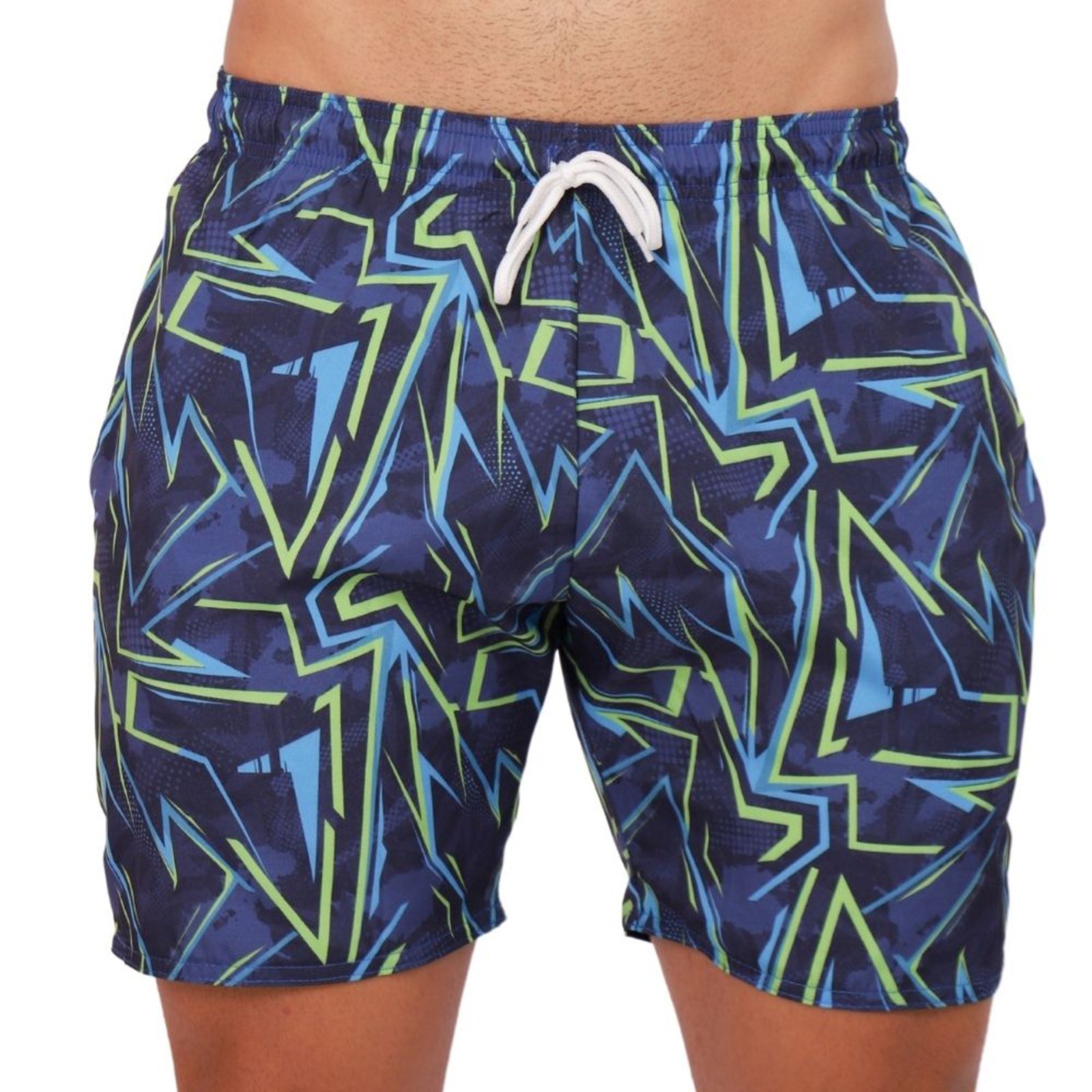 Shorts Praia Microfibra Elastano Bermuda Estampado Masculino Azul