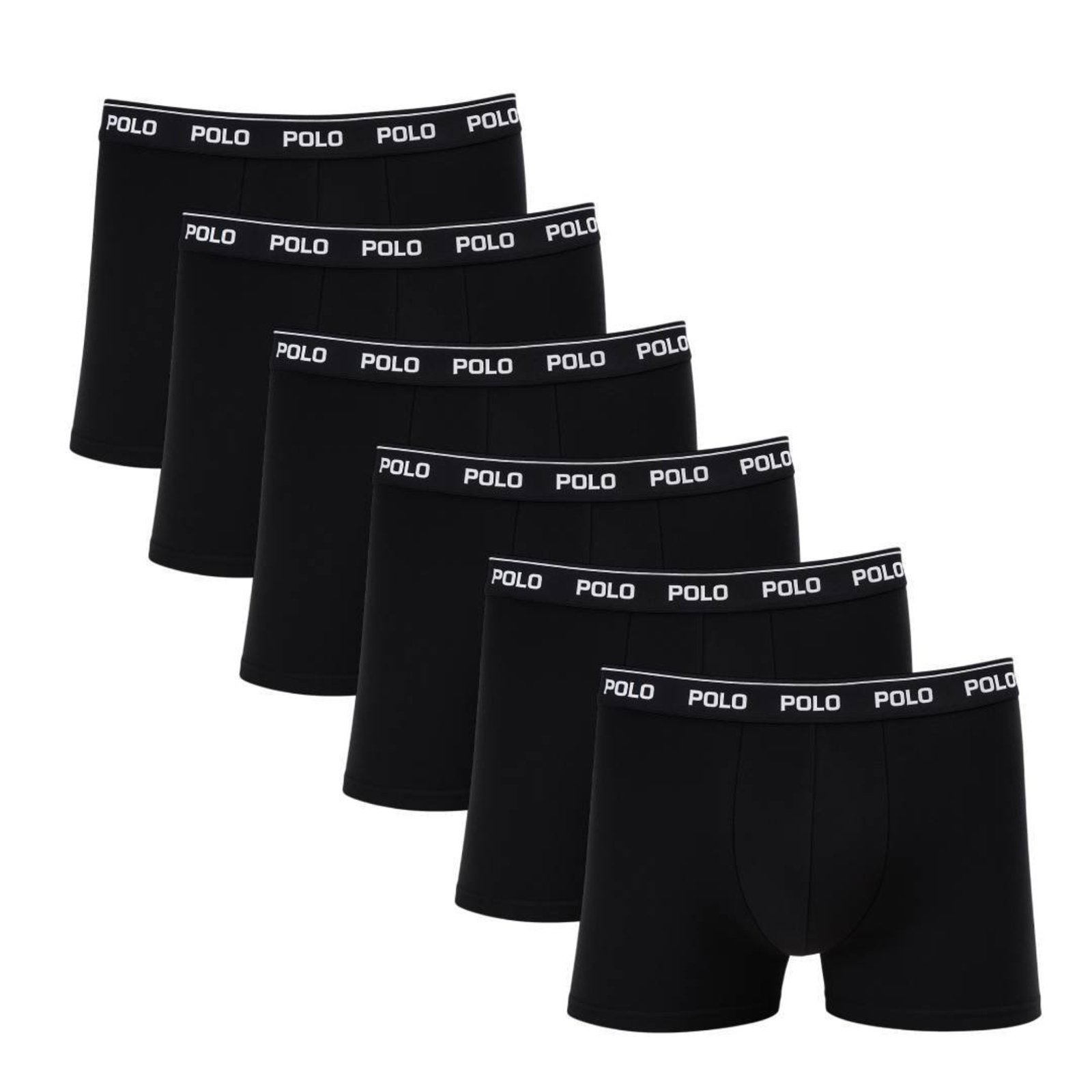 Kit 6 Cuecas Boxer Polo Star Algodão Preto