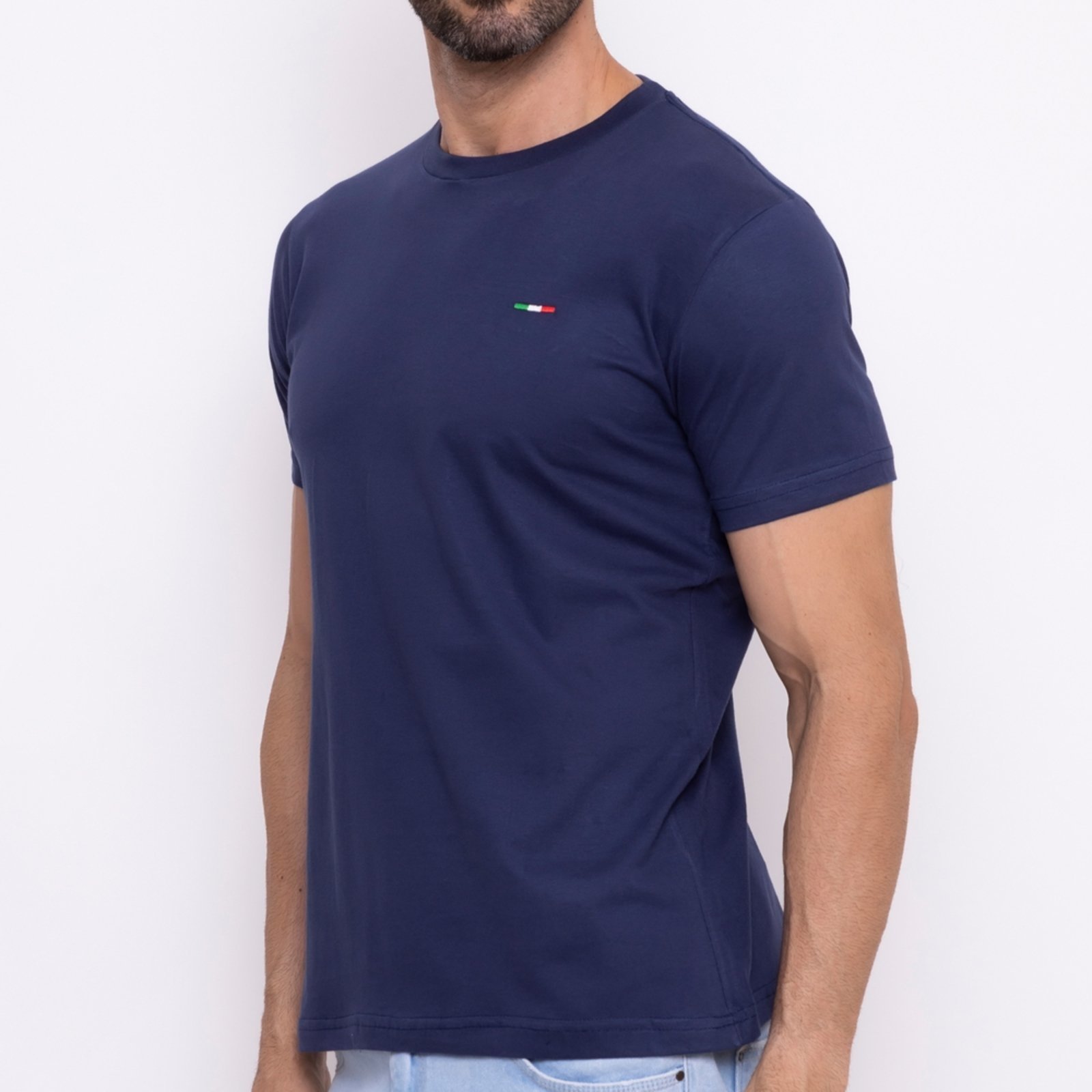 Camiseta Masculina Básica Casual Italia AZUL MARINHO