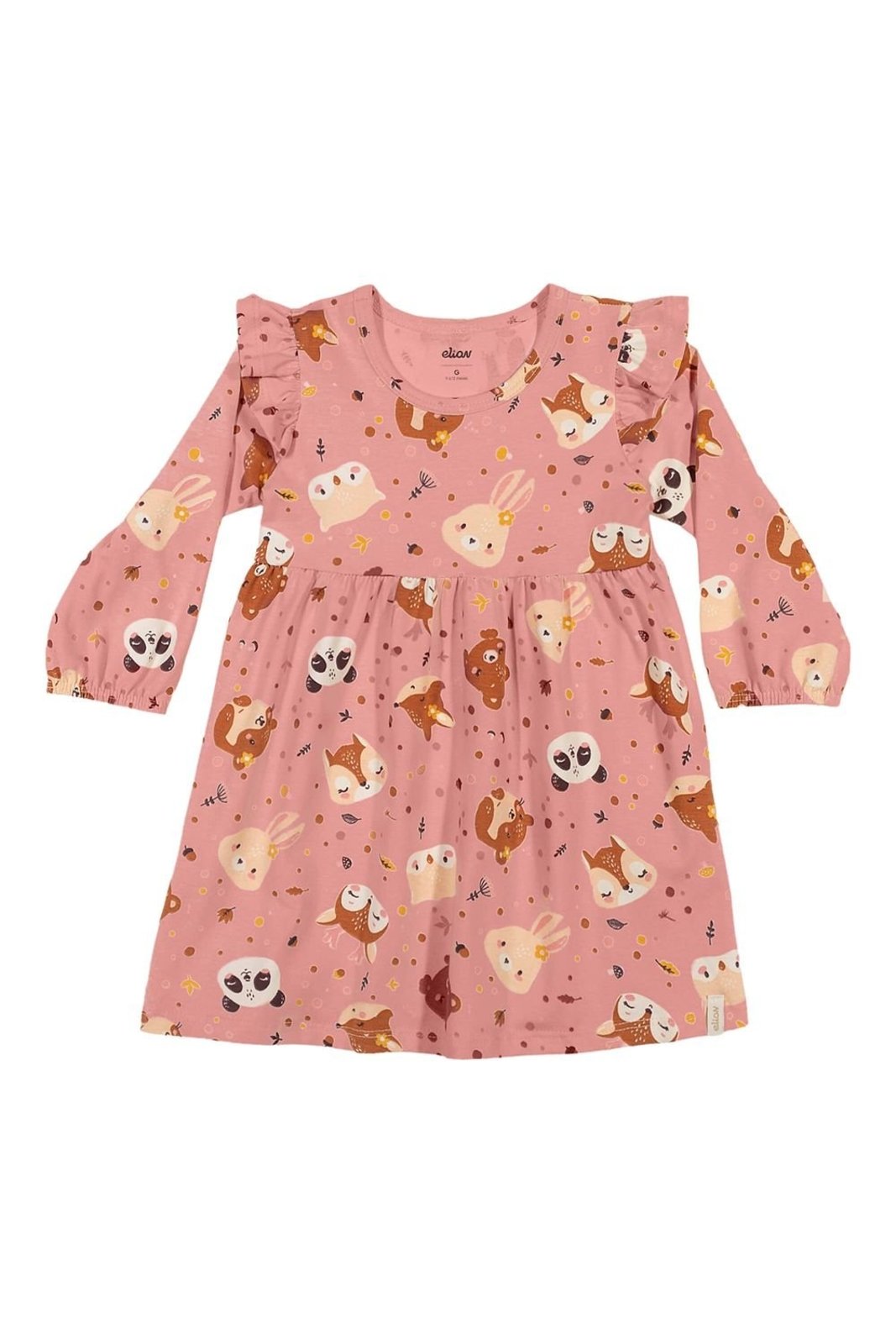 Infantil - Vestido Menina Manga Longa Bichinhos Elian Rosa