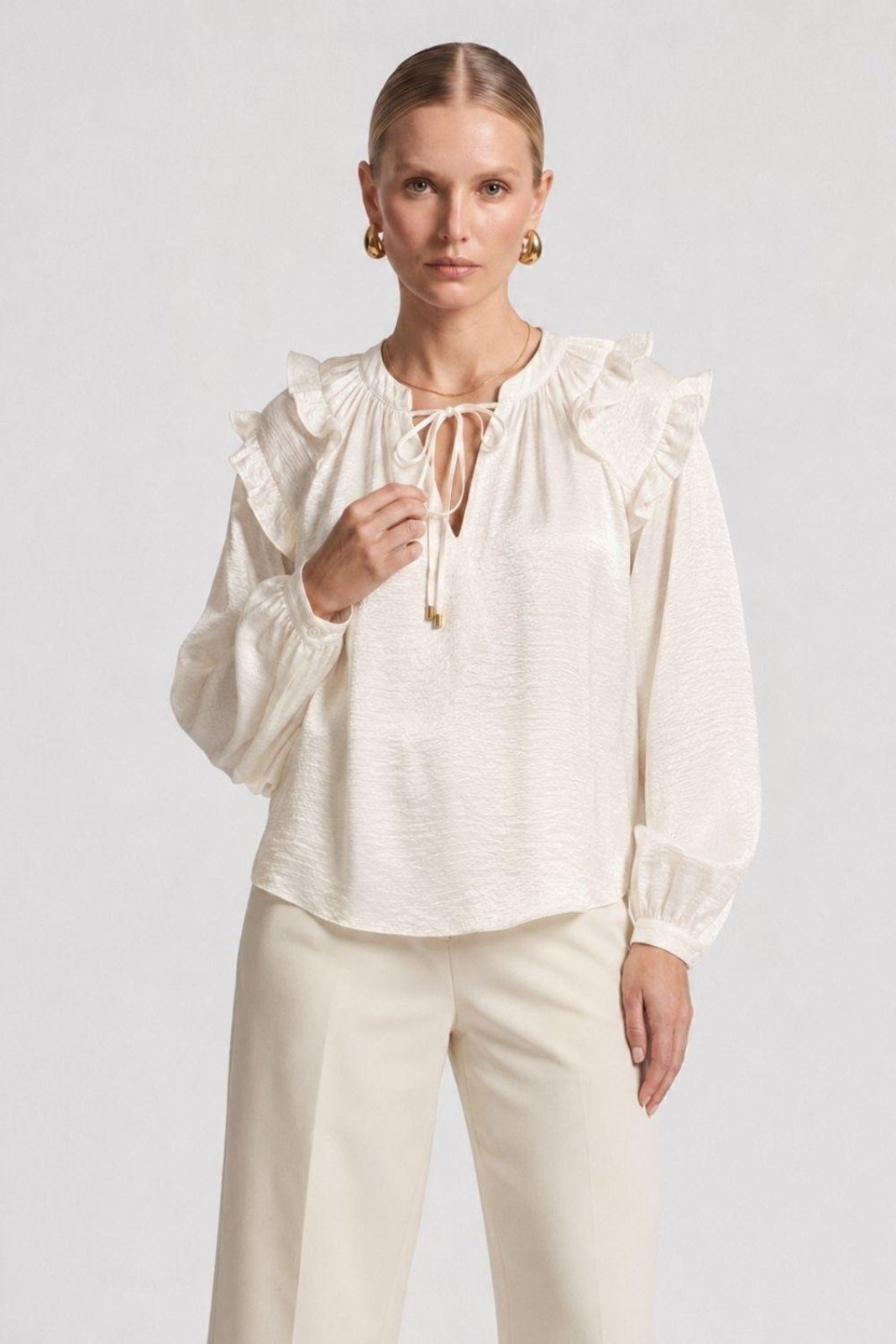 Camisa Com Babados Nas Mangas Ritmi Studio Branco