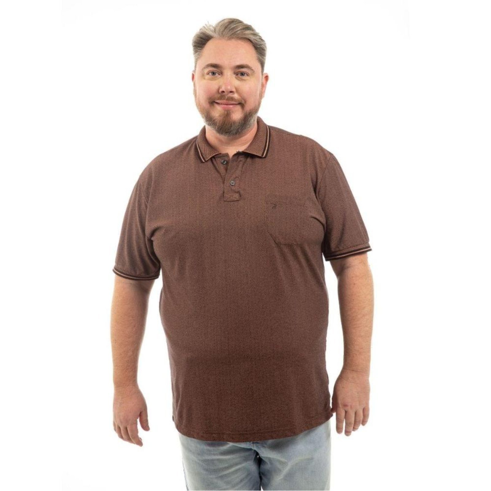 Camisa Polo Masculina Plus Size Pique Algodão com Bolso