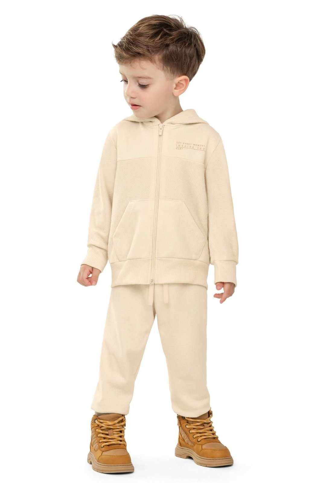 Infantil - Conjunto Menino Moletom Textura Colorittá Bege