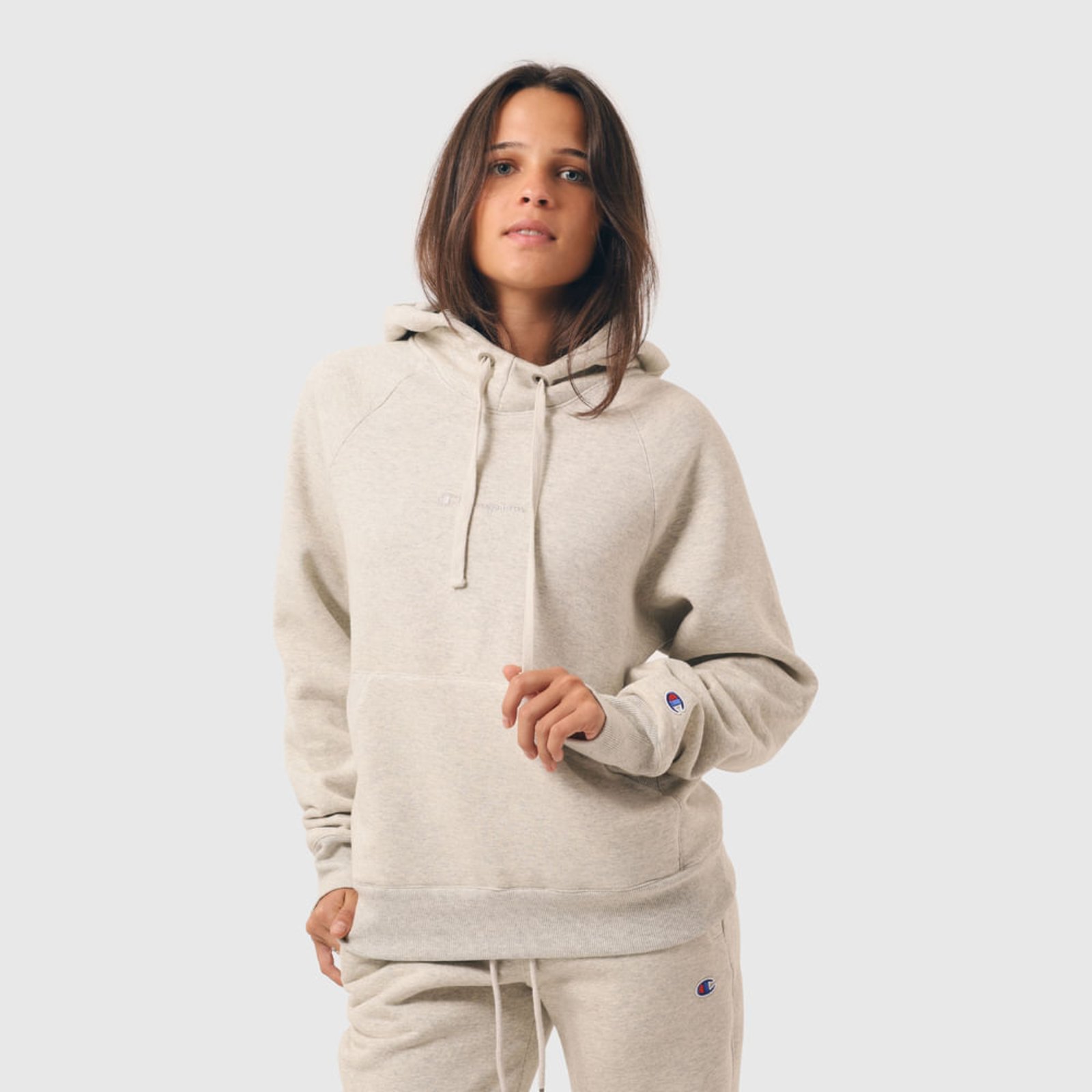 Moletom Champion Athletic Wmns Hoodie Raglan Mini Script Tonal Emb.