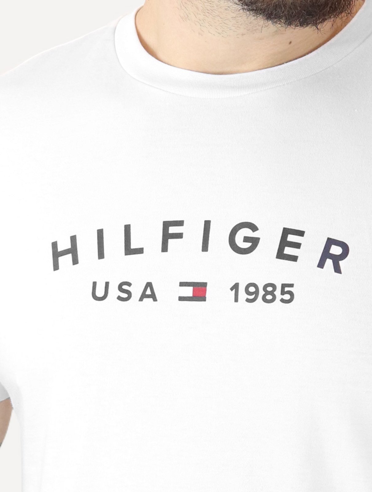 Vista 3 Camiseta Tommy Hilfiger Masculina Fathers Arc USA Branca branco Tommy Hilfiger branco
