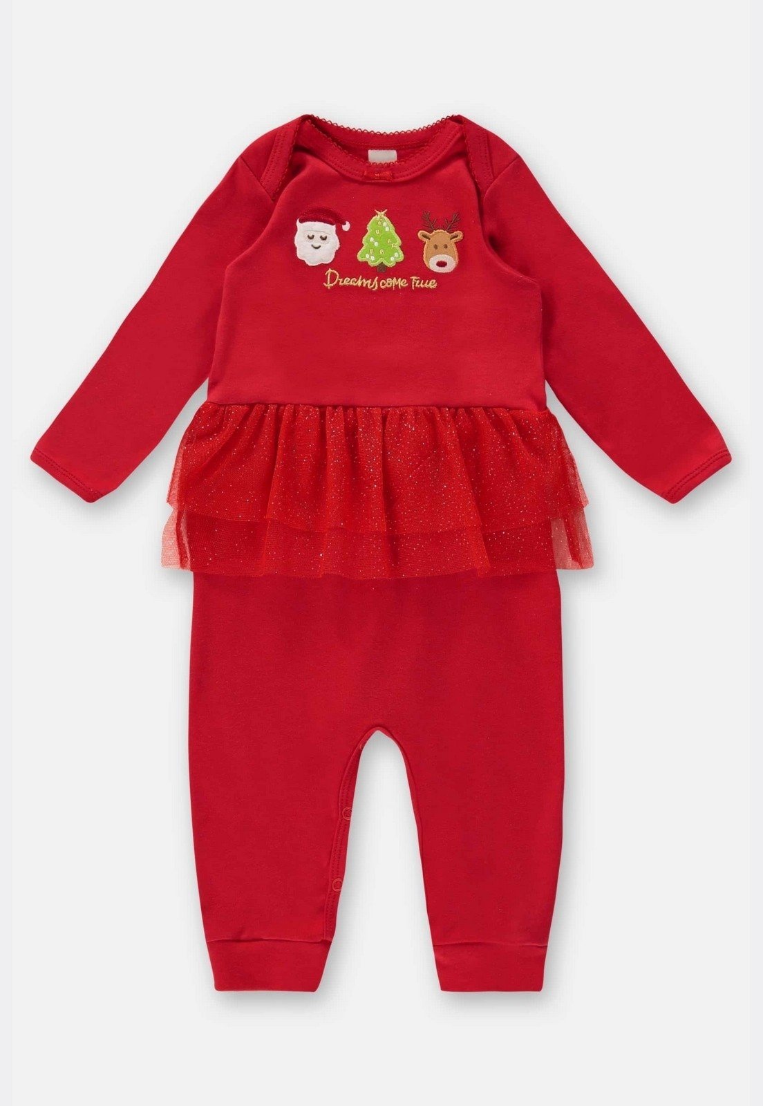Vista 3 Infantil - Macacão para Menina em Suedine com Saia Up Baby vermelho Up Baby vermelho