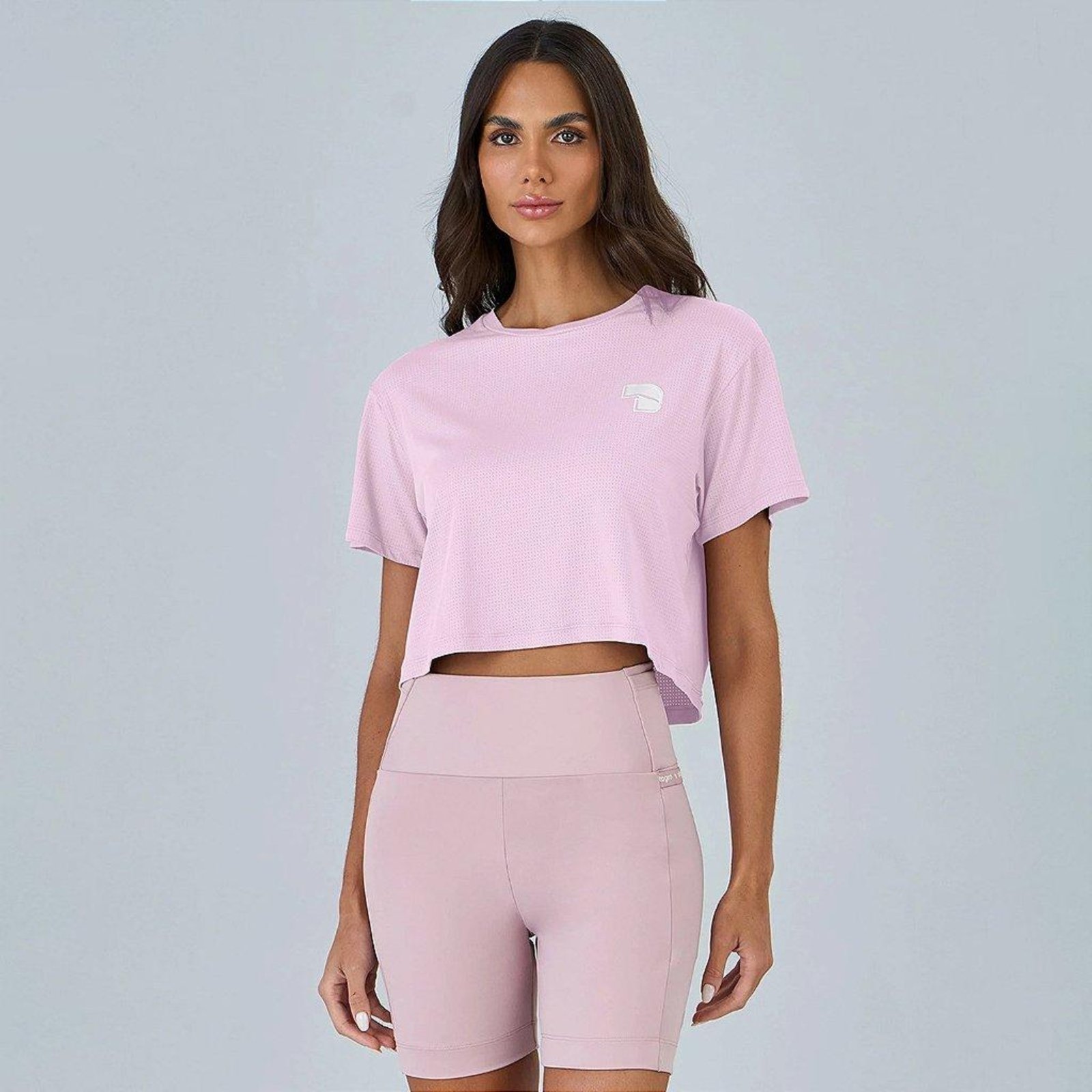 T-Shirt Alto Giro Símbolo Aerodry OU26 Feminina Rosa Aurora Rosa