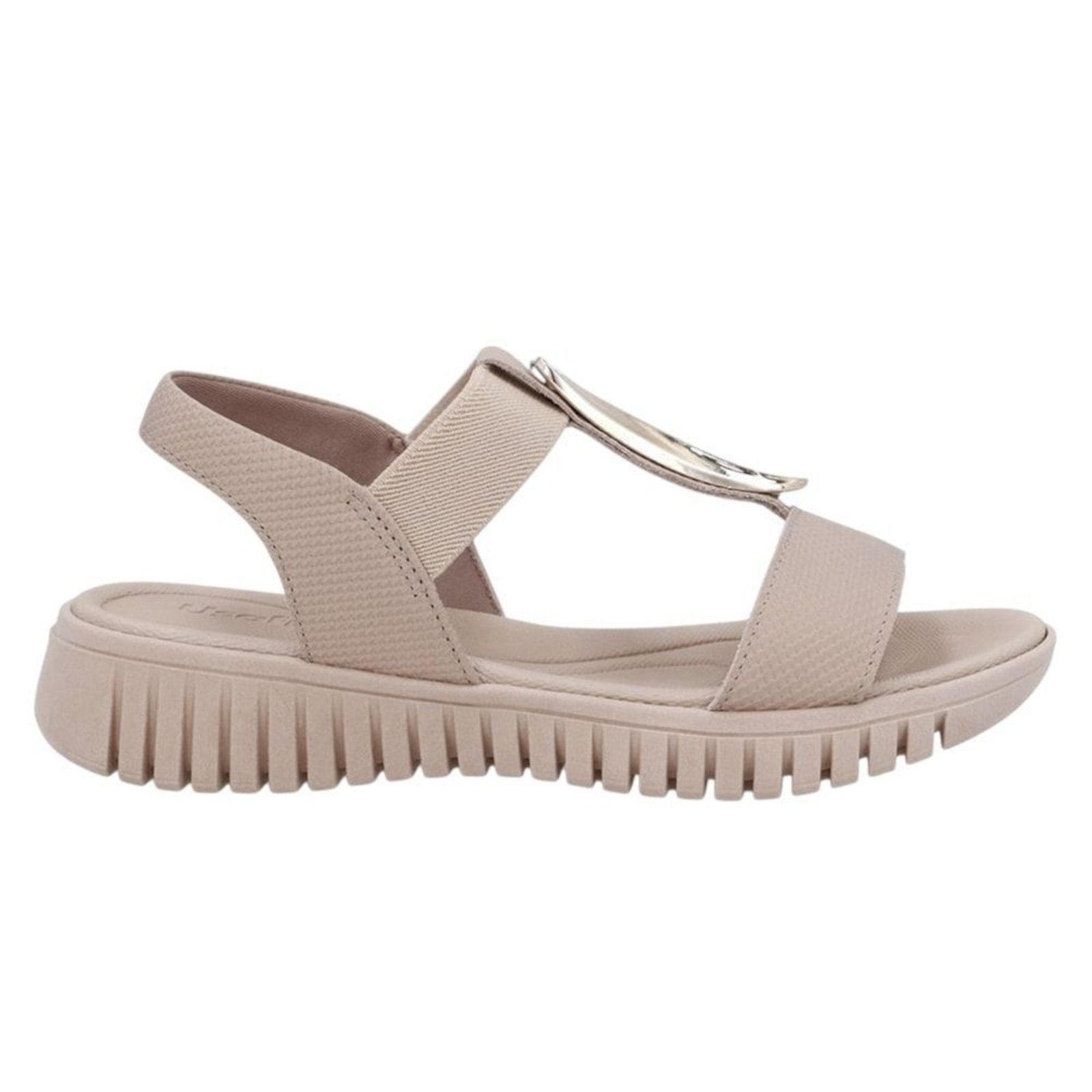 Sandália Usaflex Enfeite Dourado Feminina – Nude – usaflex