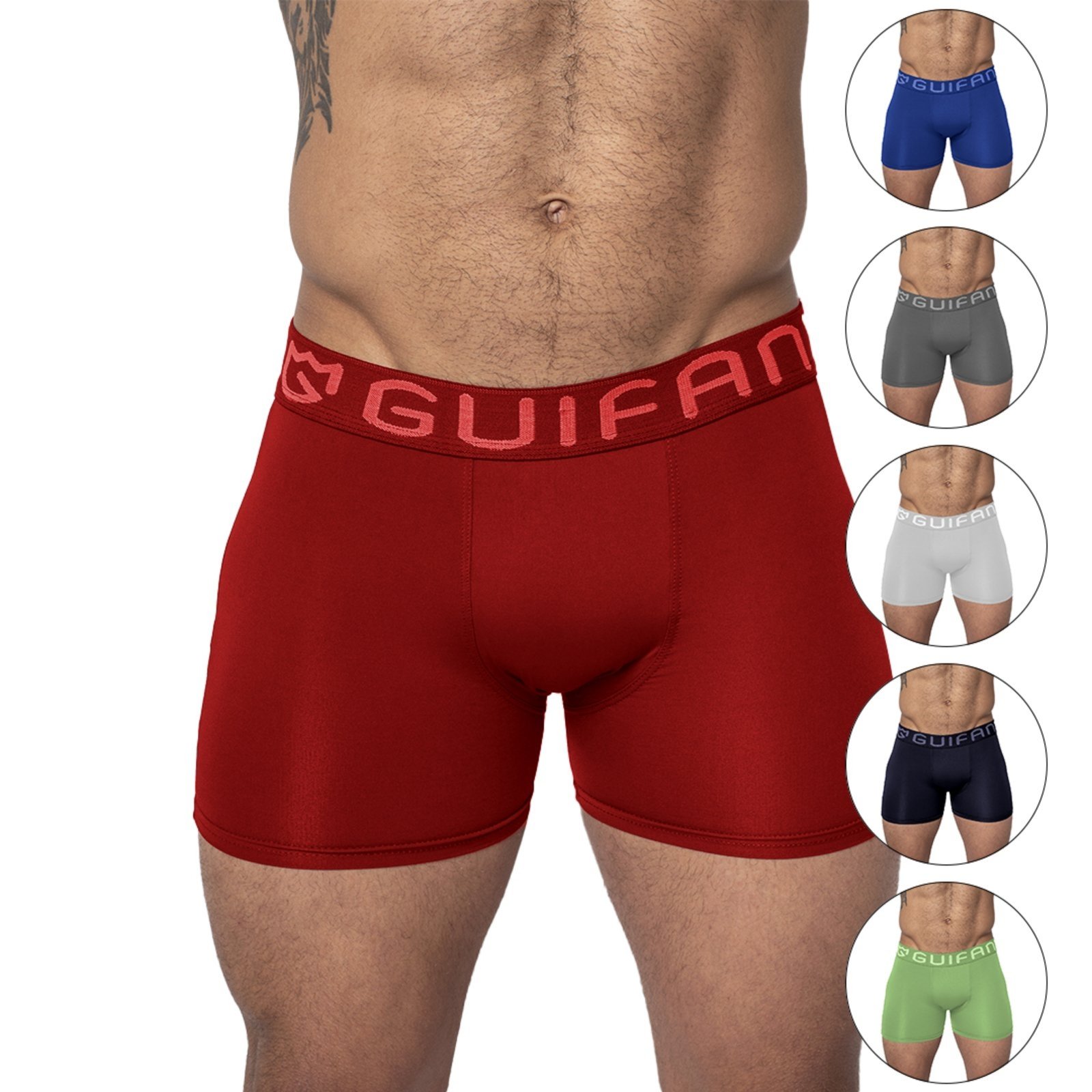 Vista 2 Kit 5 Cuecas Boxer Masculina Gabi Lingerie Microfibra Lisa Elástica Super Confortável multicolorido Gabi Lingerie multicolorido