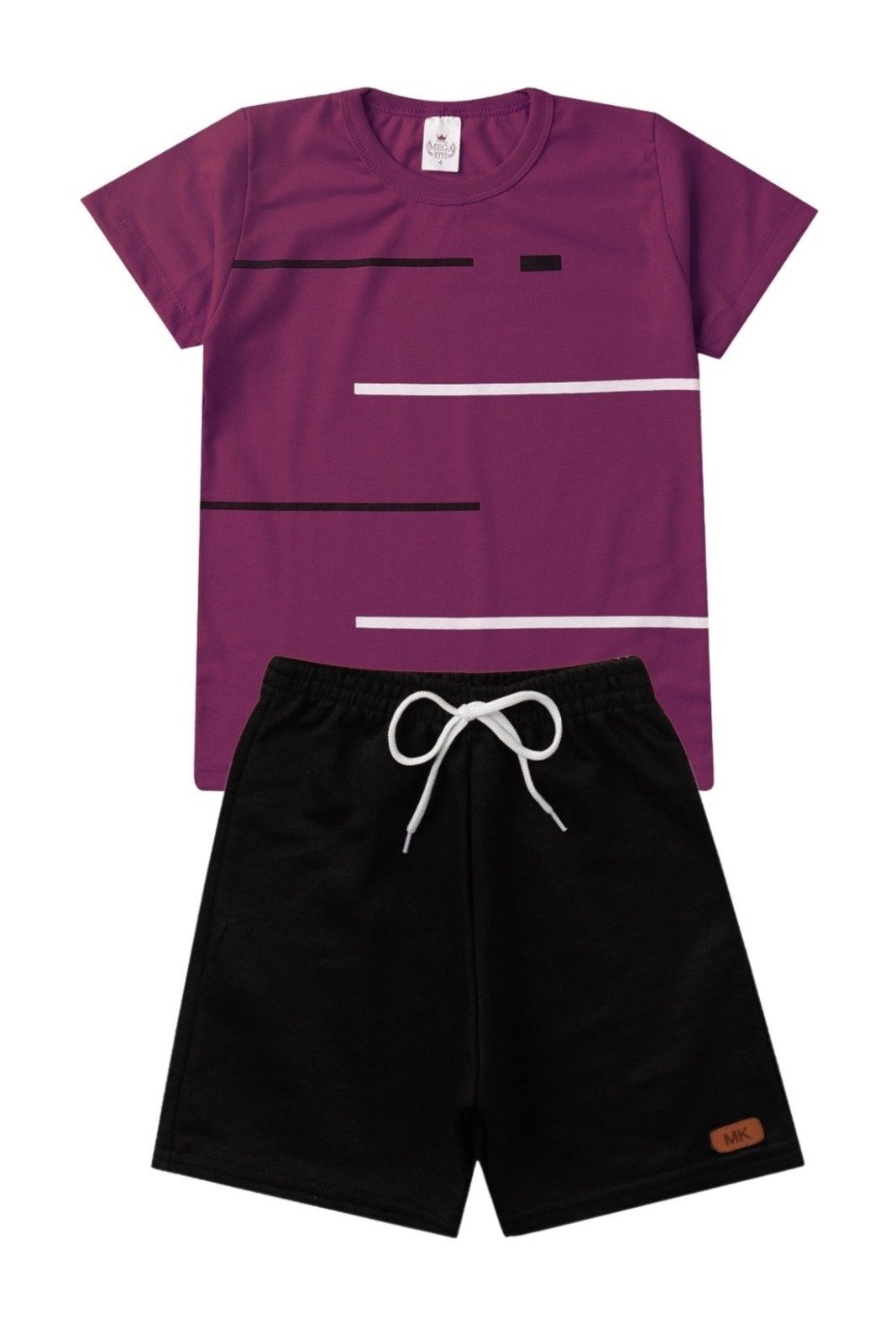 Vista 2 Infantil - Conjunto Verão Masculino Linhas Mega - Bordo Mega Kids unico Mega Kids unico