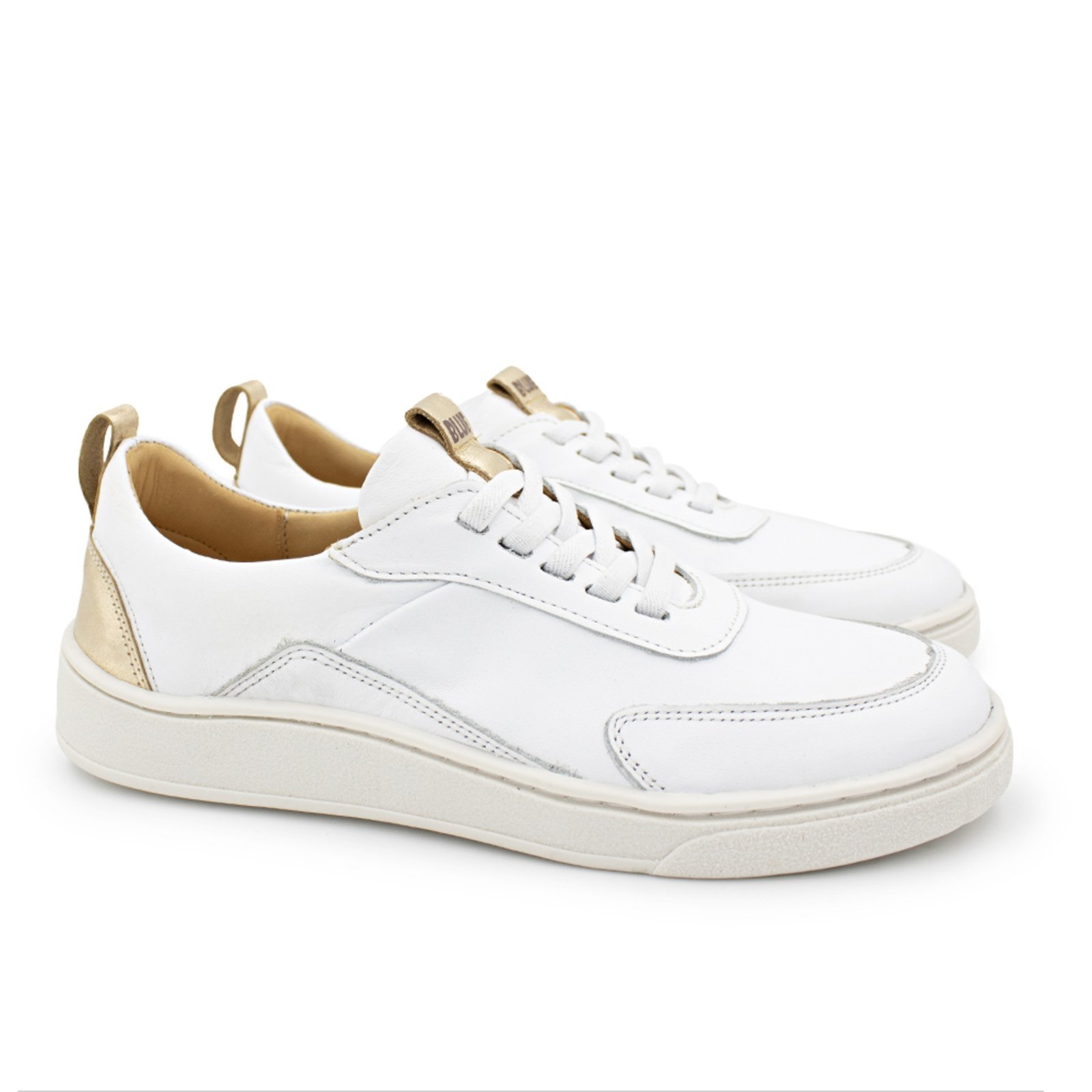 Vista 2 Infantil - Tênis Menina Blue Brenda Couro Branco Ouro Velho Blue Infantis branco blue Blue Infantis branco blue