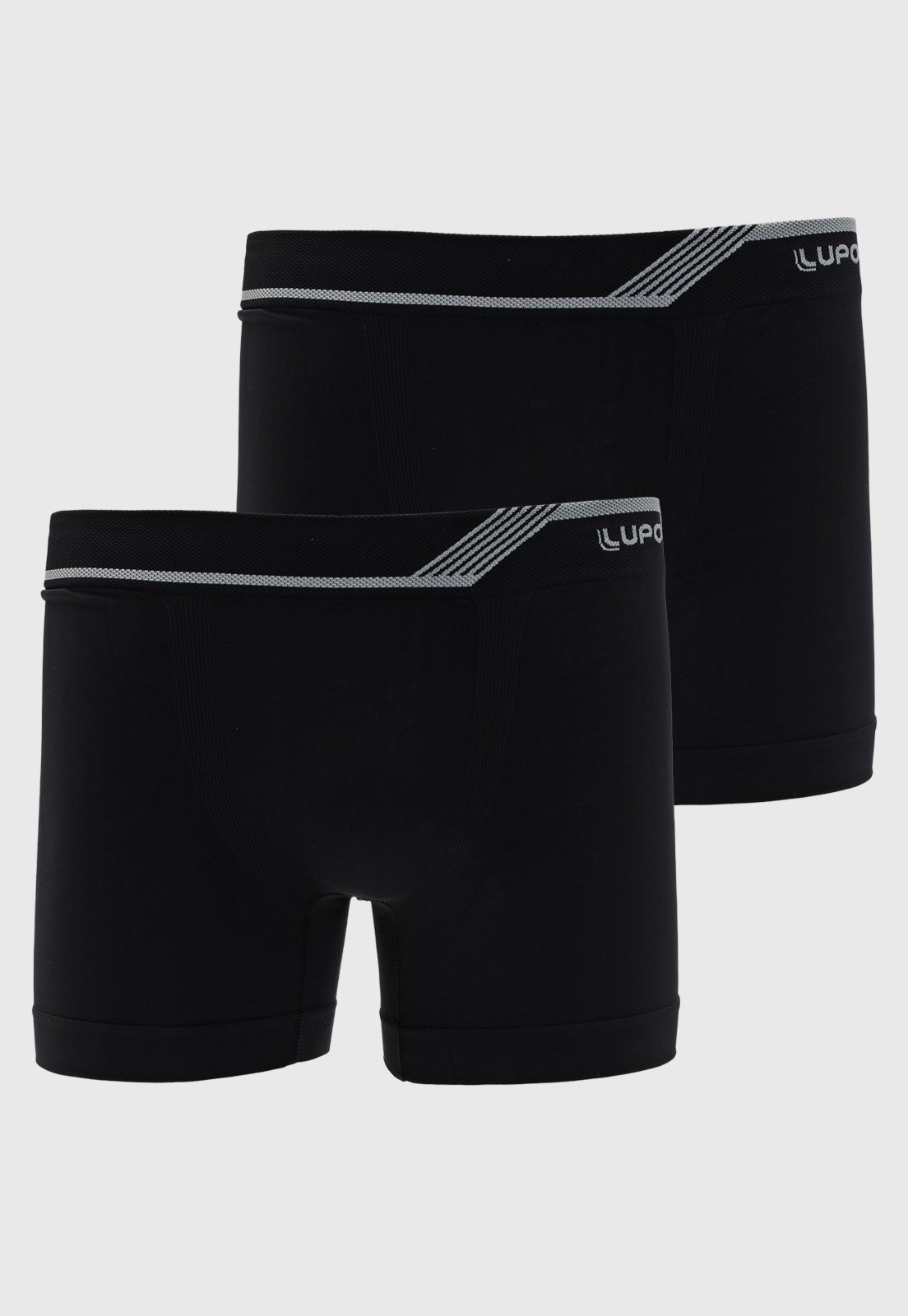Kit Cueca Boxer Masculina Lupo Preta com Cós Cinza