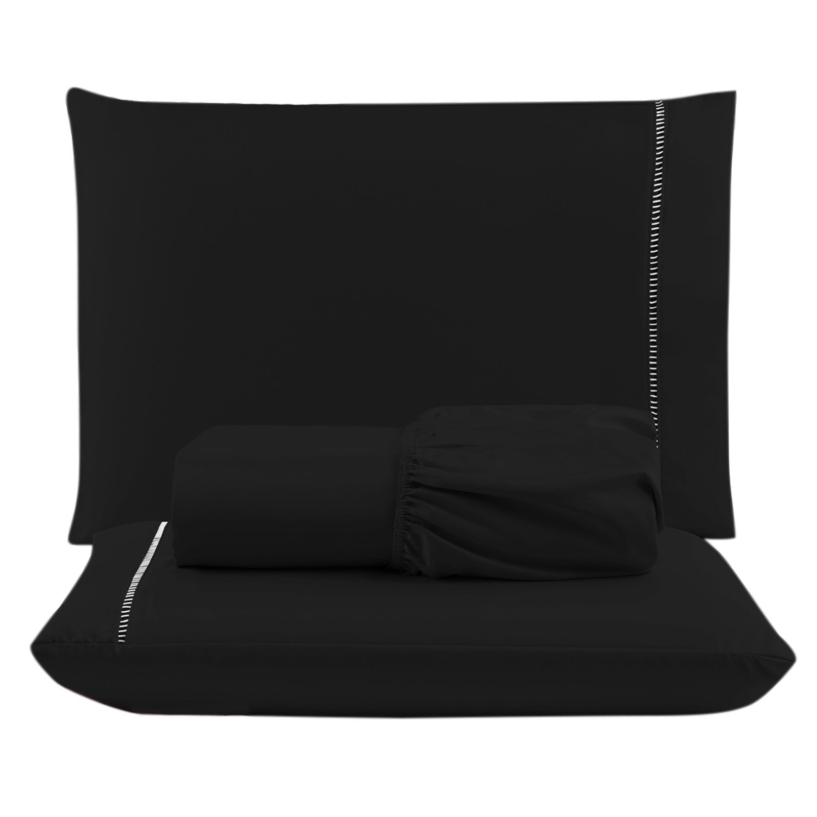 Jogo Cama Lençol Casa Scarpa Unique Casal Padrão Micro Percal 400 Fios Ponto Palito 3 Peças - Preto